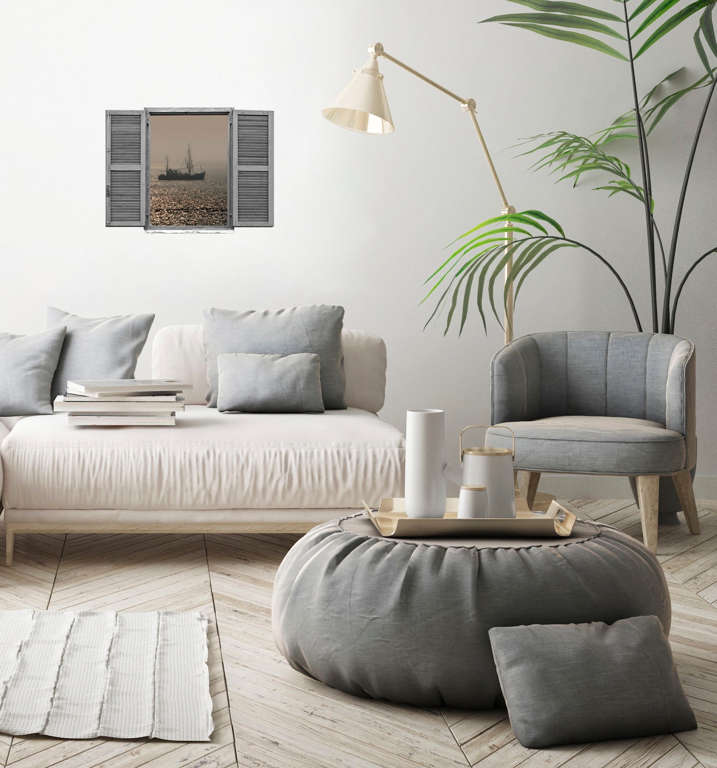 queence Autocollant mural »Schiff im Wasser« Wandsticker, Wandbild, selbstklebend, 3D, Fenster