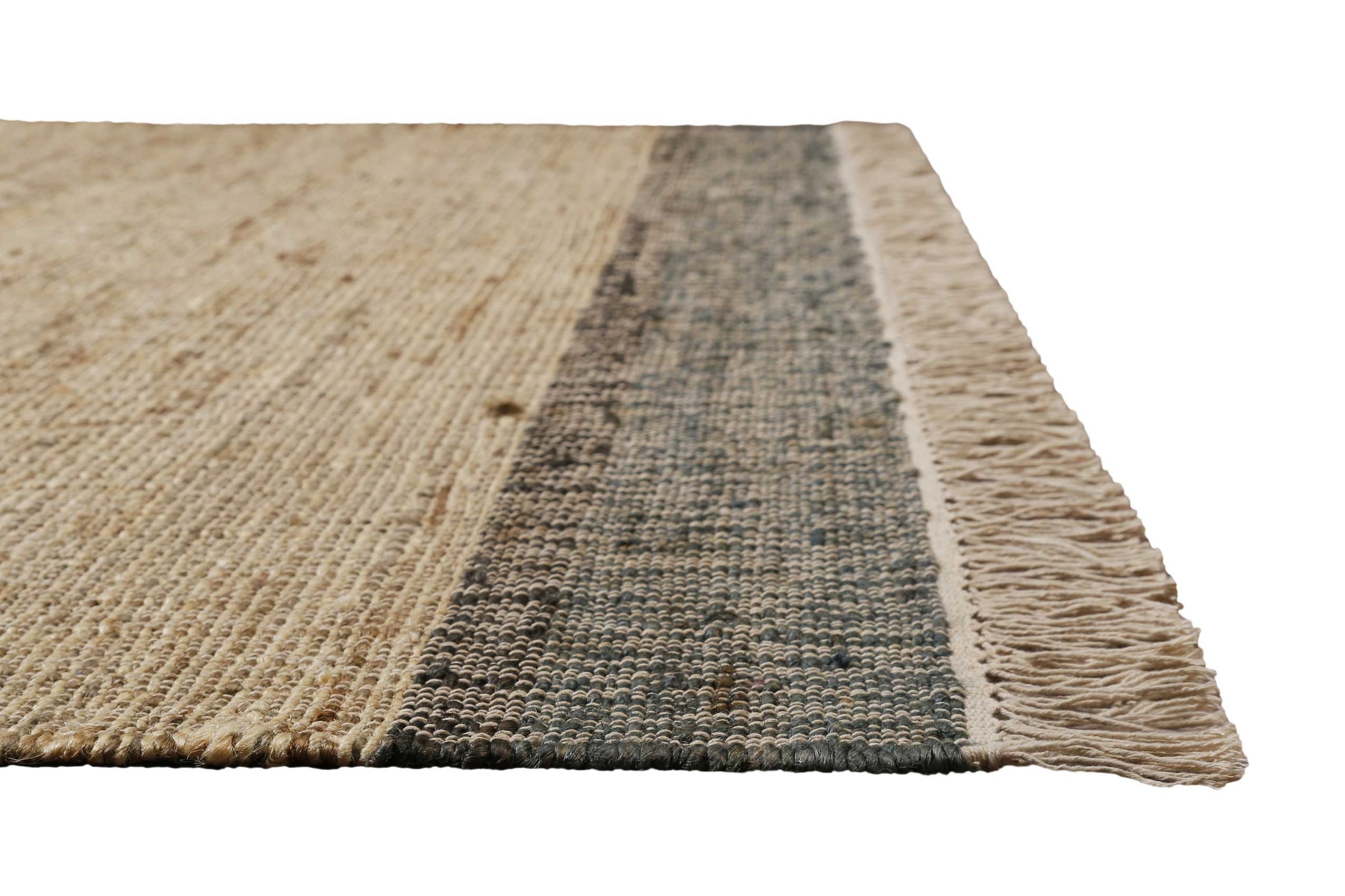 Green Looop Tapis »Viktor GL-82303« Rectangulaire 4 mm Höhe Naturfaser Teppich aus 80% Jute 20% Baumwolle, mit Fransen, Wohnzimmer