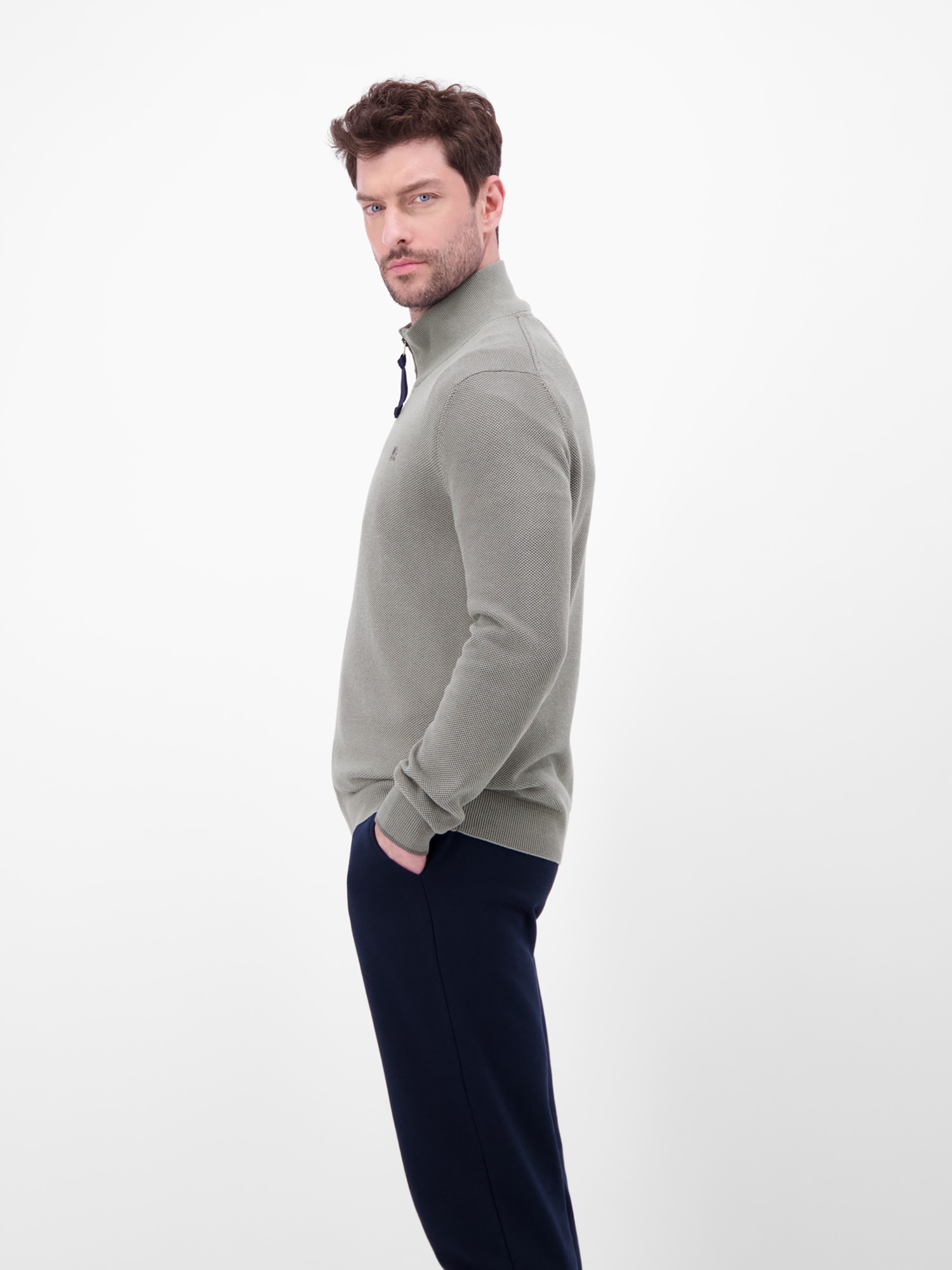 LERROS Strickjacke »Strickjacke mit Stehkragen in 2-Tone-Optik«