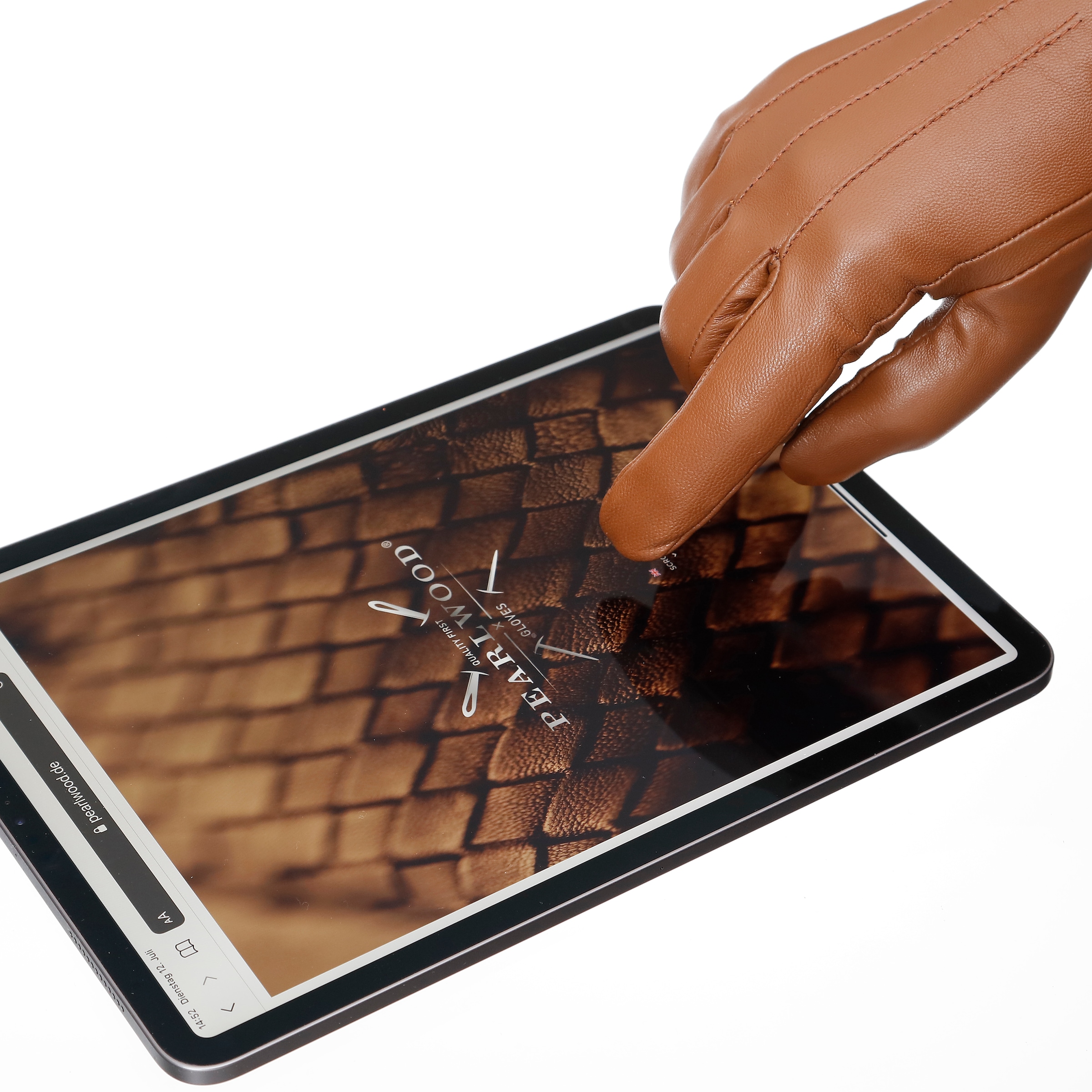 PEARLWOOD Lederhandschuhe »Daisy« Touchscreenfähig - mit 10 Fingern bedienbar, Ziernähte