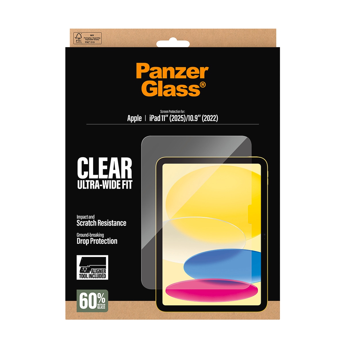 CARE by PanzerGlass Verre de protection d'écran »Ultra-Wide Fit Screen Protector« für Apple iPad 11" (11. Gen) Displayschutzfolie, Schutzfolie, Bildschirmschutz, kratz- & stossfest