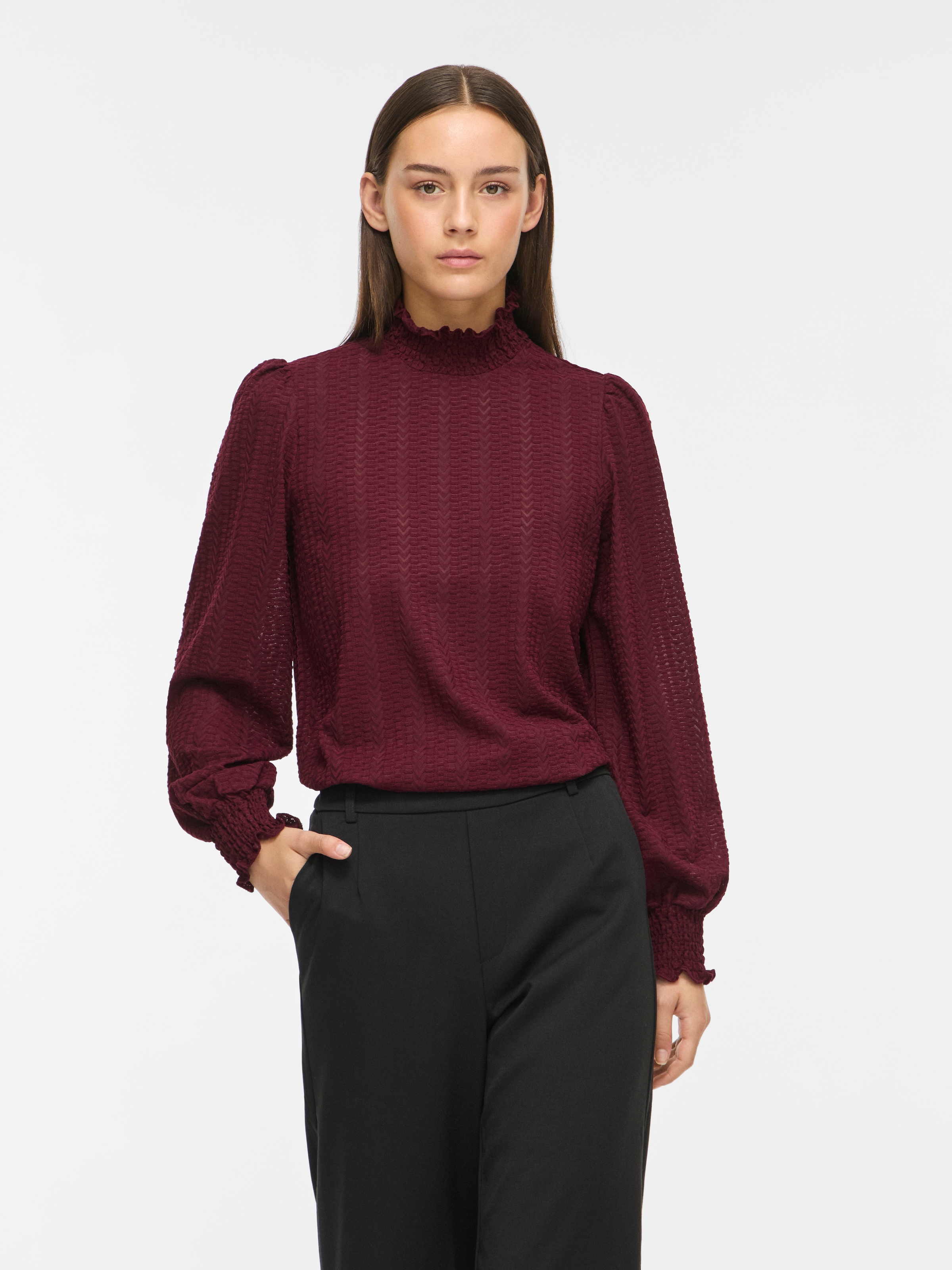 Vila T-shirt à col montant »VILYRI L/S SMOCK TOP - NOOS« mélange de matériaux