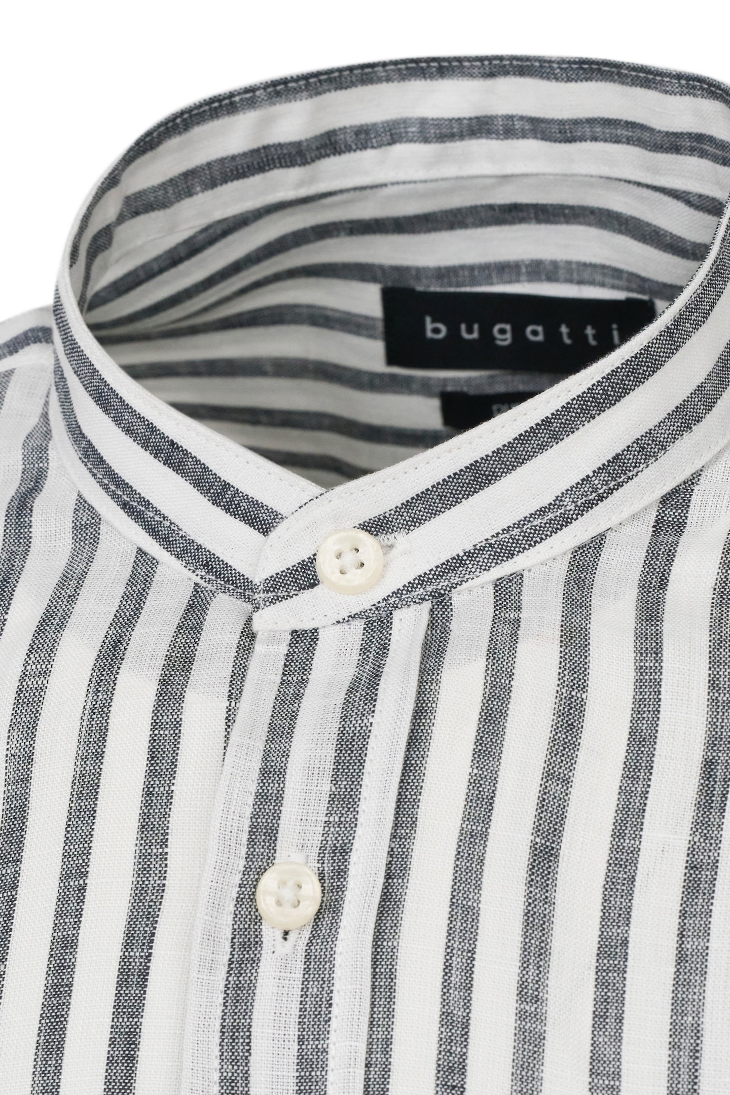 bugatti Langarmhemd mit Mandarinkragen