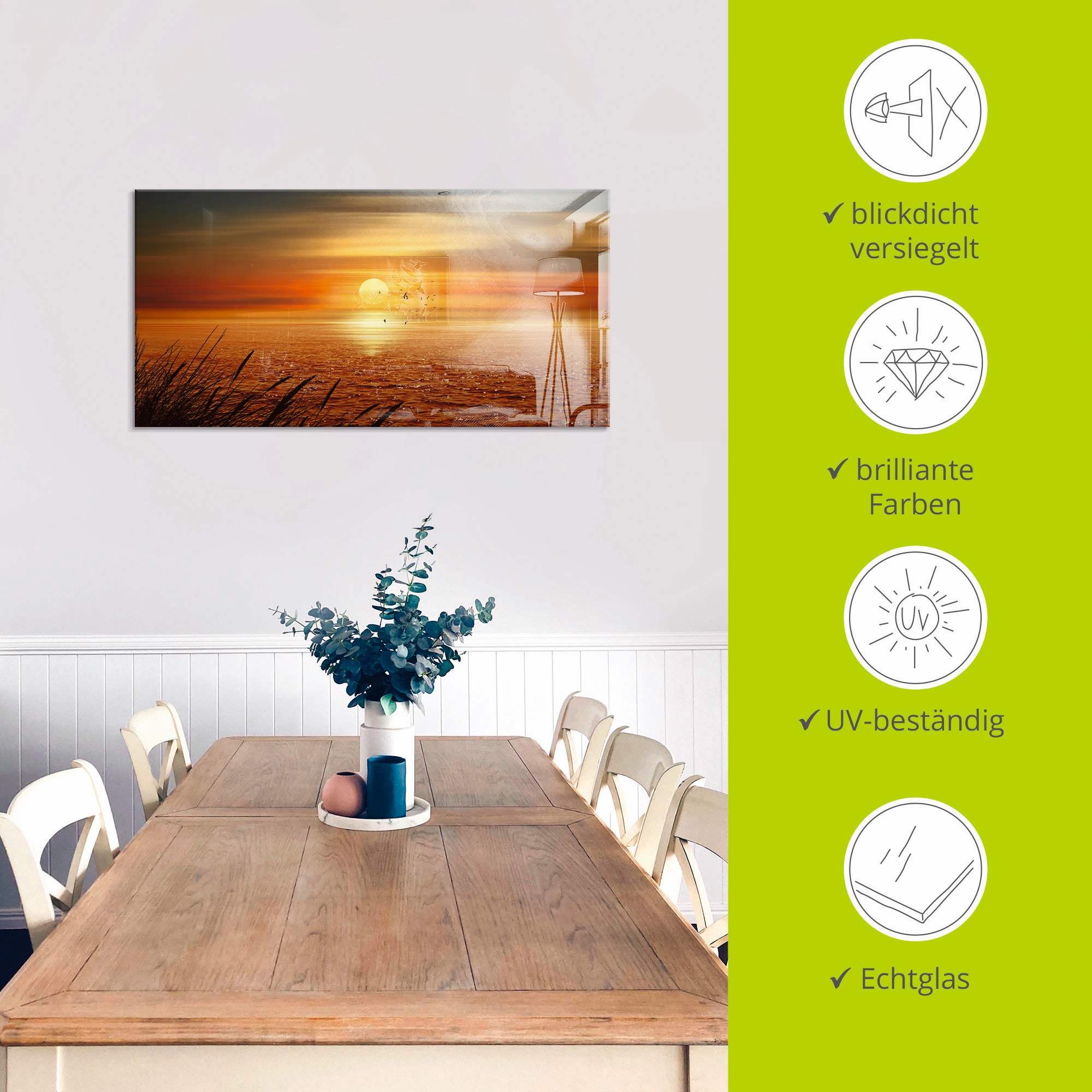 Artland Glasbild »Sonnenuntergang über dem Meer« Sonnenaufgang & -untergang 1 Stk. tlg. in verschiedenen Grössen