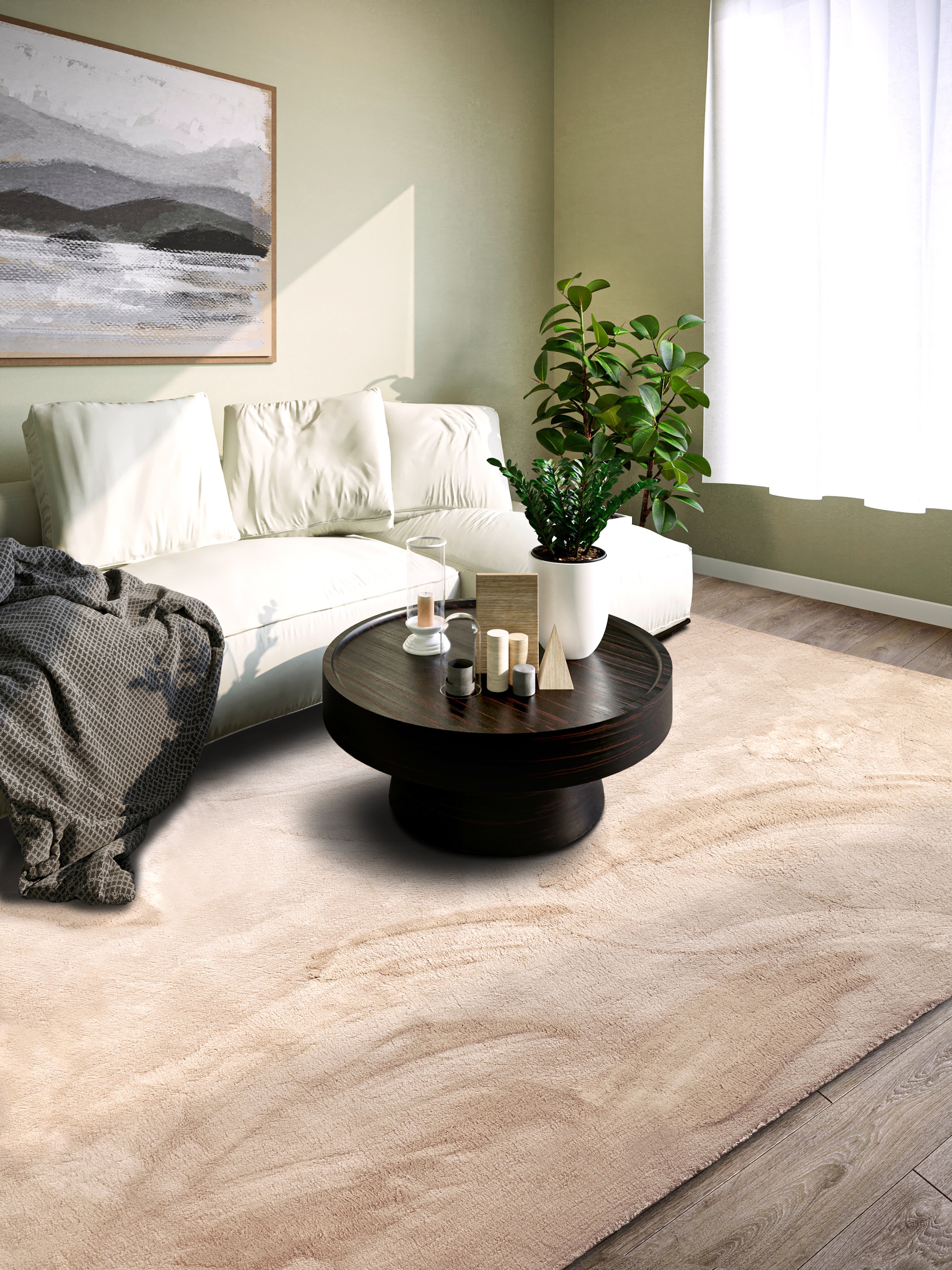 Villeroy & Boch Teppich »Leon« rechteckig 15 mm Höhe Langflor, Shaggy, uni, flauschig weich, glänzend, Kaninchenfell Haptik