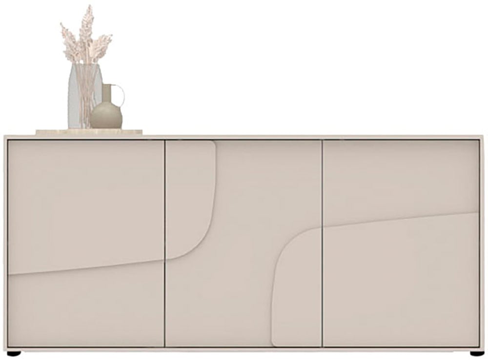 INOSIGN Sideboard »Stone, 155 cm breit, 3 Türen, Anrichte, Kommode, Stauraumschrank« 3D-Design, Push-to-open, Innenraum grosszügig, Füsse 14/2 cm wählbar