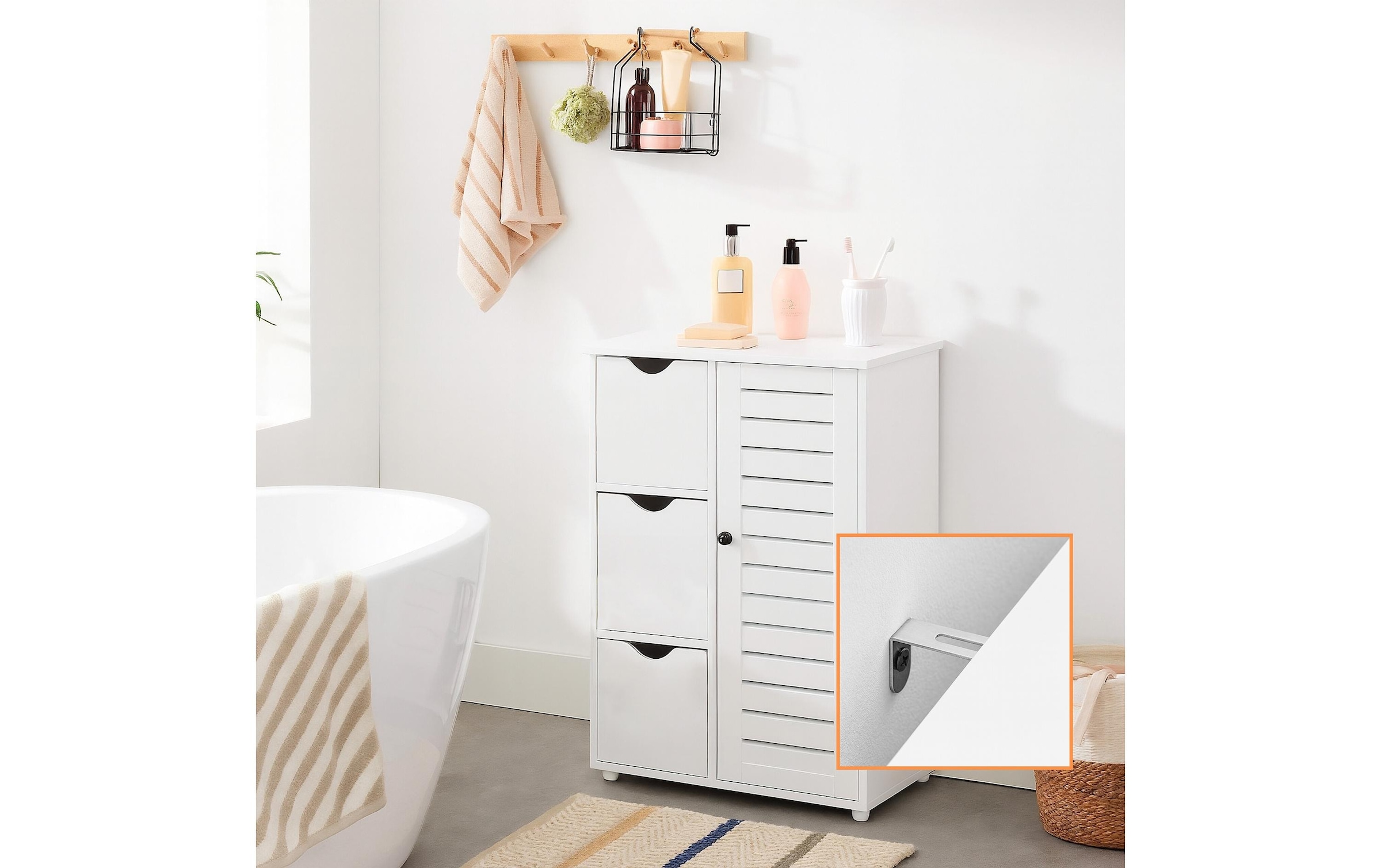 relaxdays Badregal »80 x 60 x 30 cm« Kompakter Aufbewahrungsschrank für Bad, Flur und Küche