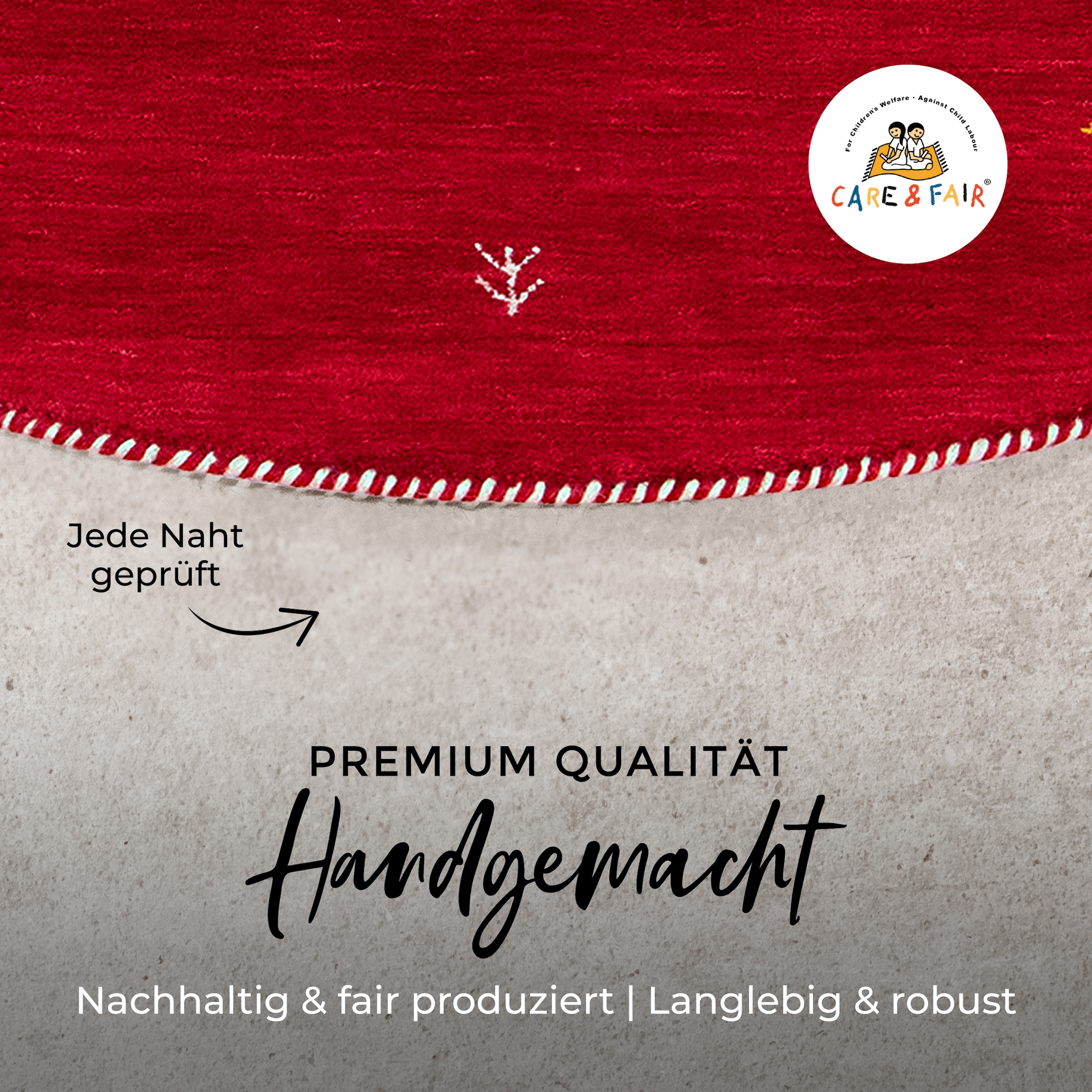 carpetfine Tapis en laine »Gabbeh Uni« Rond 15 mm Höhe reine Wolle handgewebt, Gabbeh Tiermotiv warmes Raumklima viele Grössen