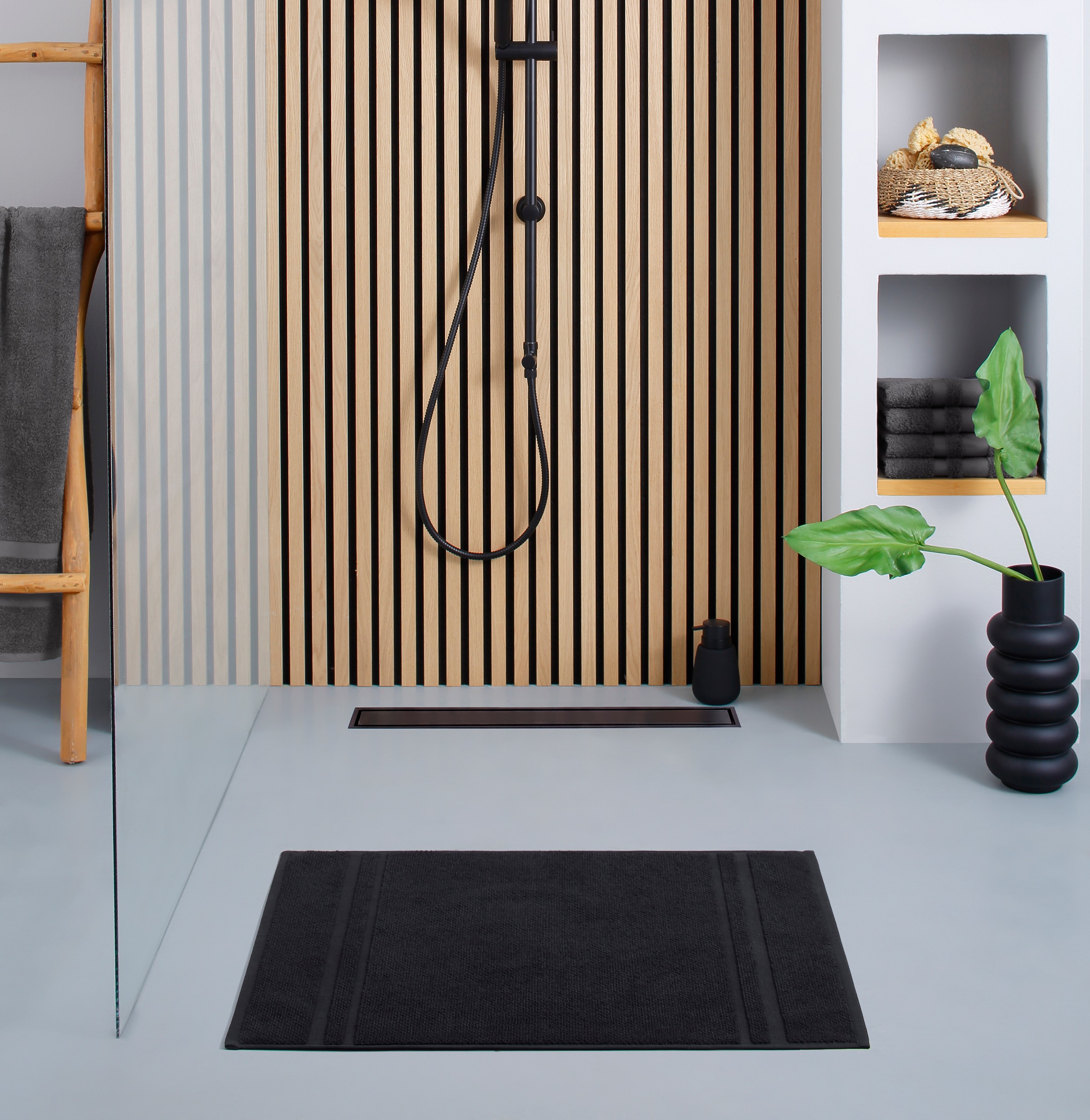 GOODproduct Tapis de bain »Vanessa, 2 tlg. Hotelmatten-Set, 50x70cm, Standard & Premium« Résistant | Séchage rapide | utilisable des deux côtés ensemble 2 pièces, uni, set de tapis de bain, bordure, 100% coton