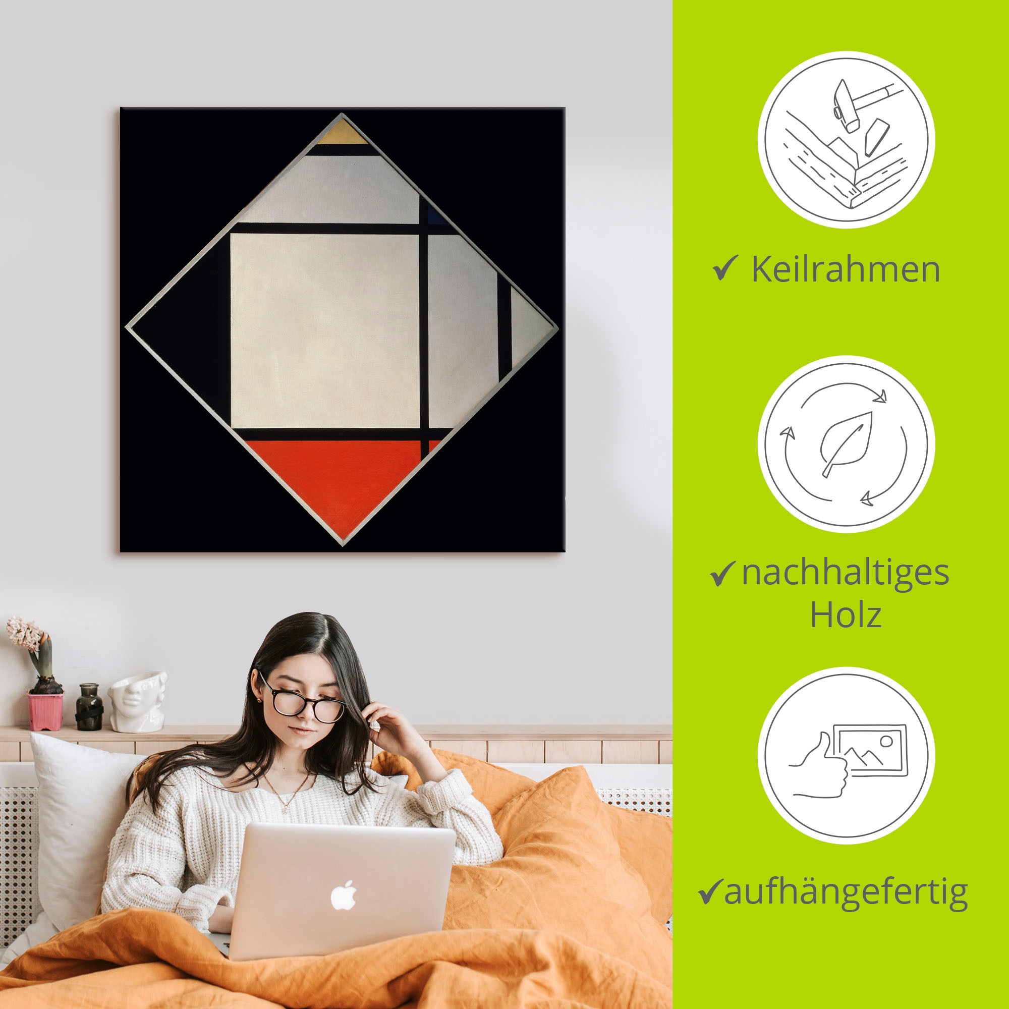 Artland Tableau sur toile »Rhombus II.« 1 cuis tlg. auf Holzrahmen gespannt