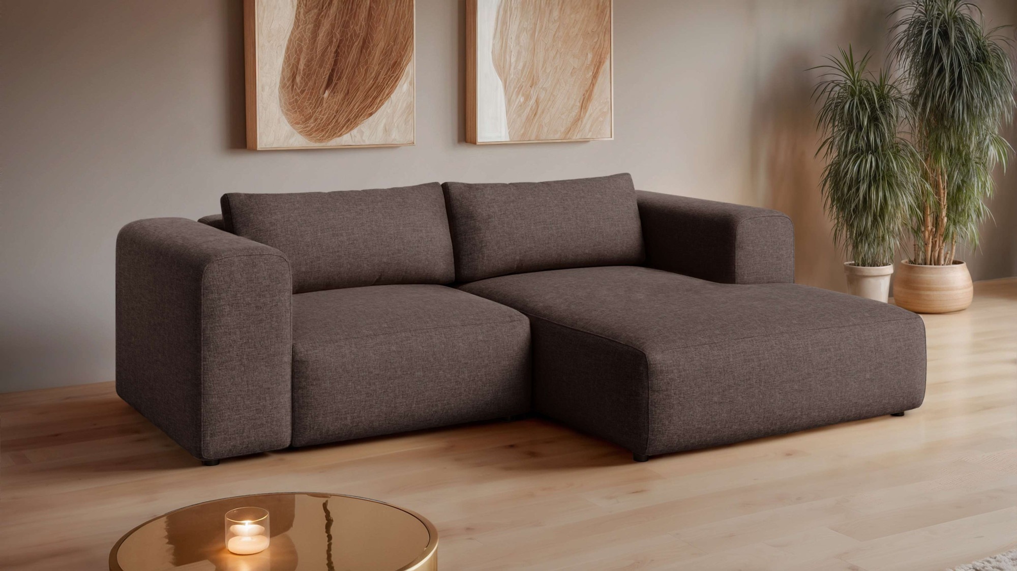 GOODproduct Canapé d'angle »TIARRA Design-Sofa mit Ottomane recht/links bestellbar, Breite 241 cm« L-Form mit hochelastischer Schaum und Wellenunterfederung