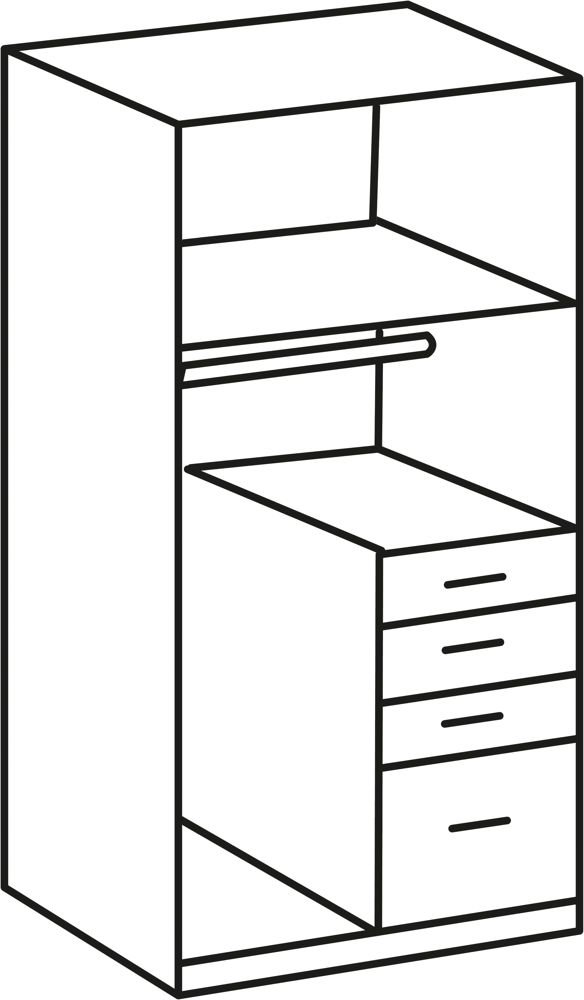 Wimex Armoires à vêtements »Cottbus, in weiss oder grau modern kombiniert mit graphitfb.Schubladen« in 3 Grössen, schwarze Griffe, Made in Germany,  mit 4 Schubladen, wahlweise mit oder ohne Spiegel