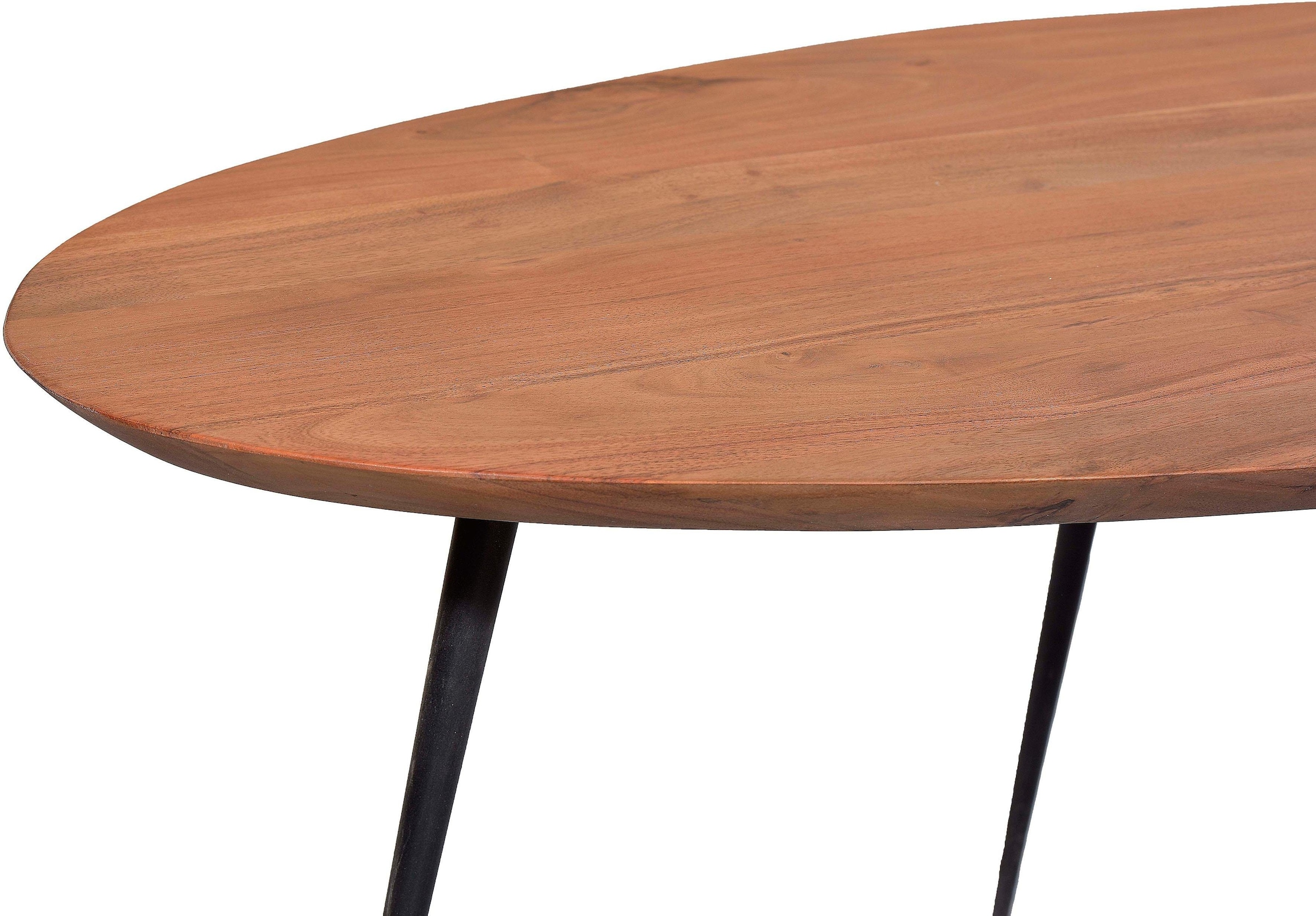 SIT Table basse »Lindau aus Akazie Massivholz Oval 150x60 cm Metall« Plateau ovale en bois massif au design scandinave
