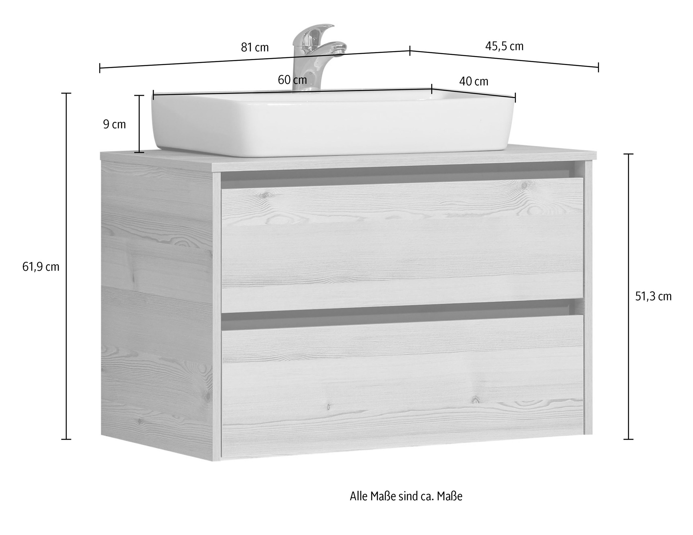 Saphir Badmöbel-Set »3- teilig mit Soft-Close Auszügen« 3 Stk. tlg.