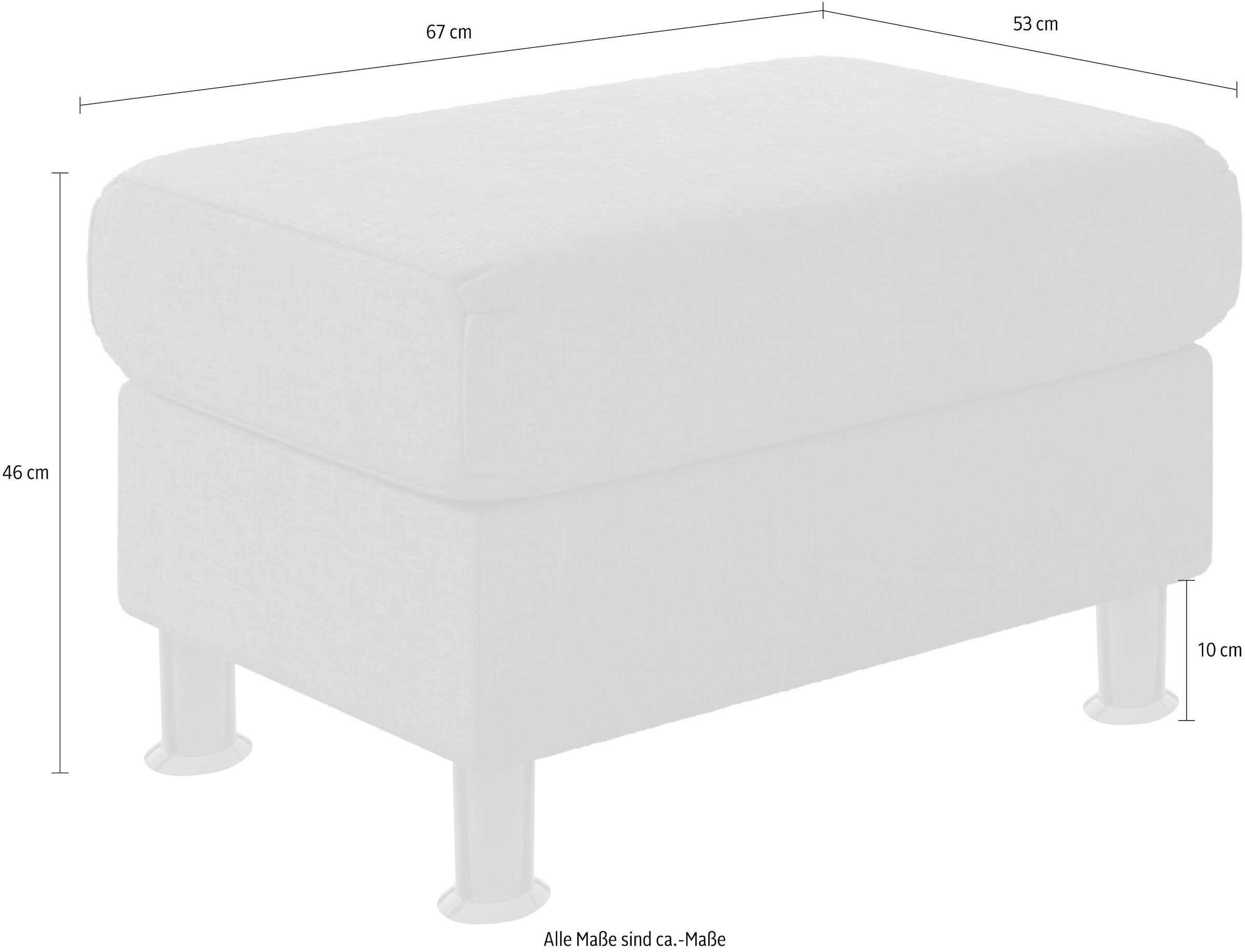 TRENDMANUFAKTUR Tabouret »Rondo, Polsterhocker zur Serie, Breite 67 cm, Füsse schwarz« Pouf au choix avec ressort à noyau, disponible en différentes housses
