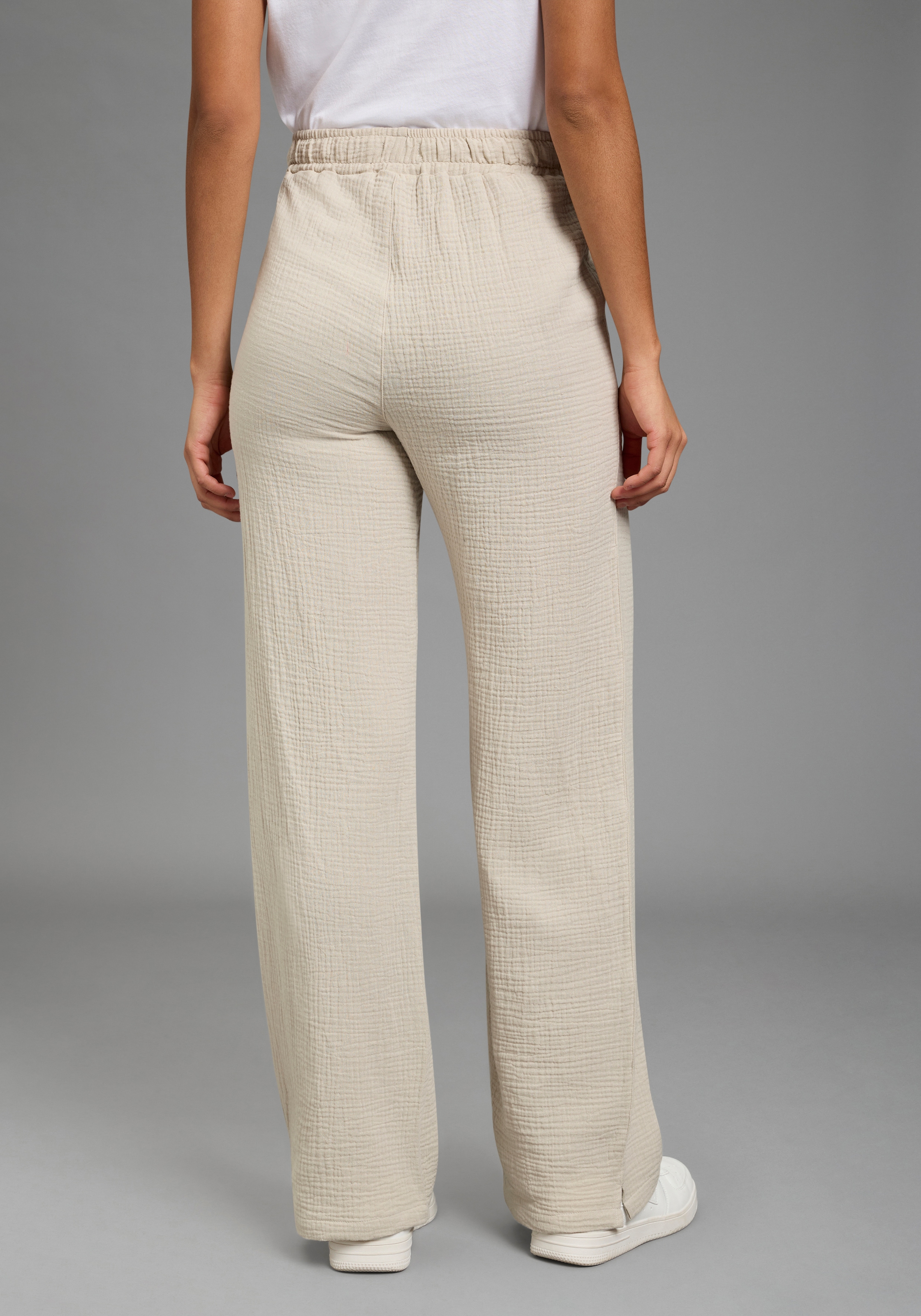 KangaROOS Pantalon palazzo  weite Hose, mit Bindeband am Bund, mit Schlitzen am Beinabschluss