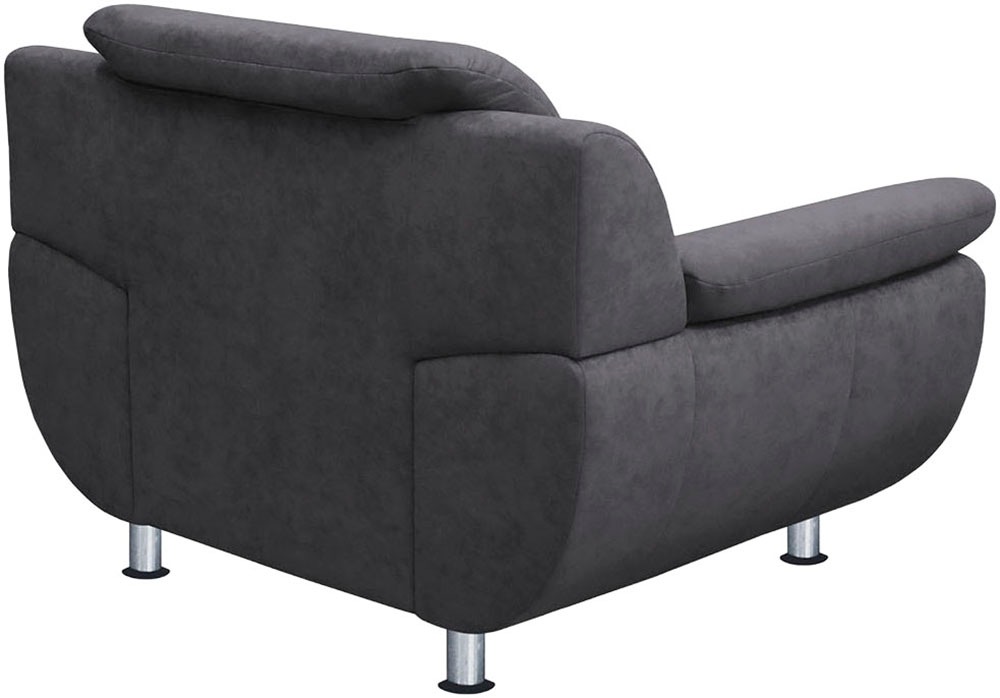 TRENDMANUFAKTUR Fauteuil »Rondo, Breite 121 cm, breite Armlehnen, Füsse chromfarben« grand fauteuil avec ressorts ensachés en option, confortable
