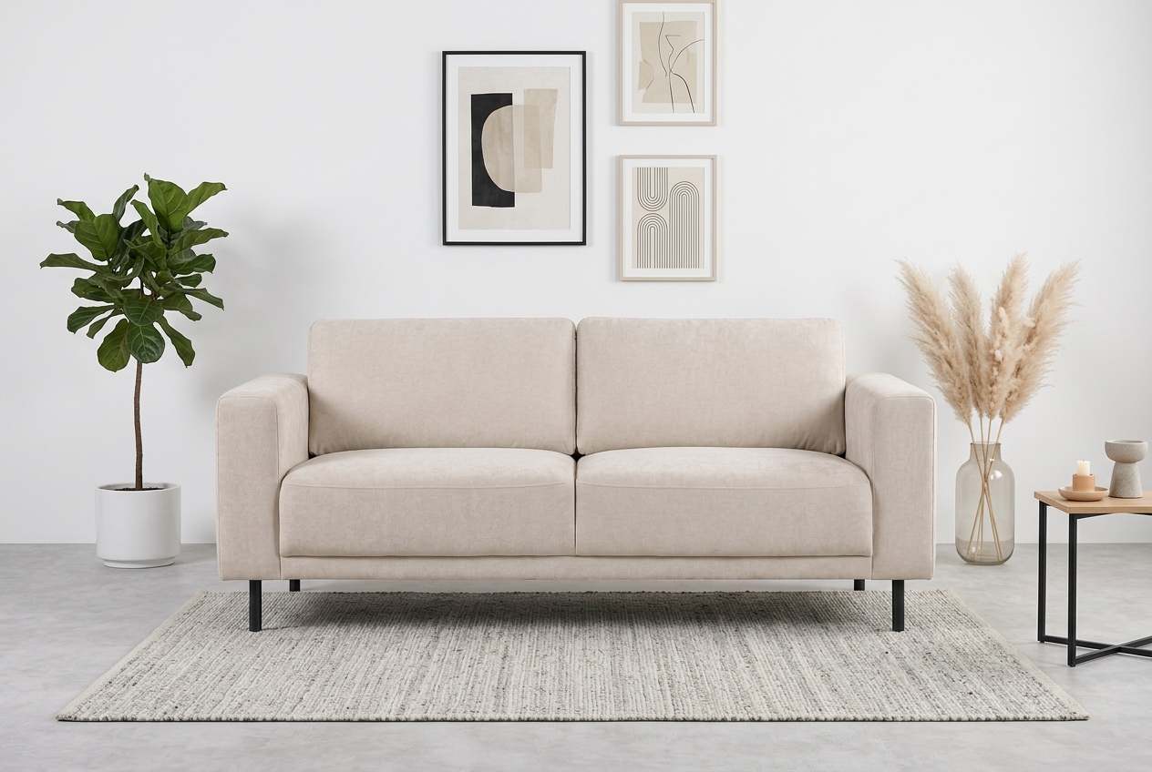 GOODproduct 2,5-places »Sveeva, Kompaktsofa, B.183 cm, schwarze Metallfüsse« tissu structuré durable, avec suspension ondulée, plusieurs couleurs