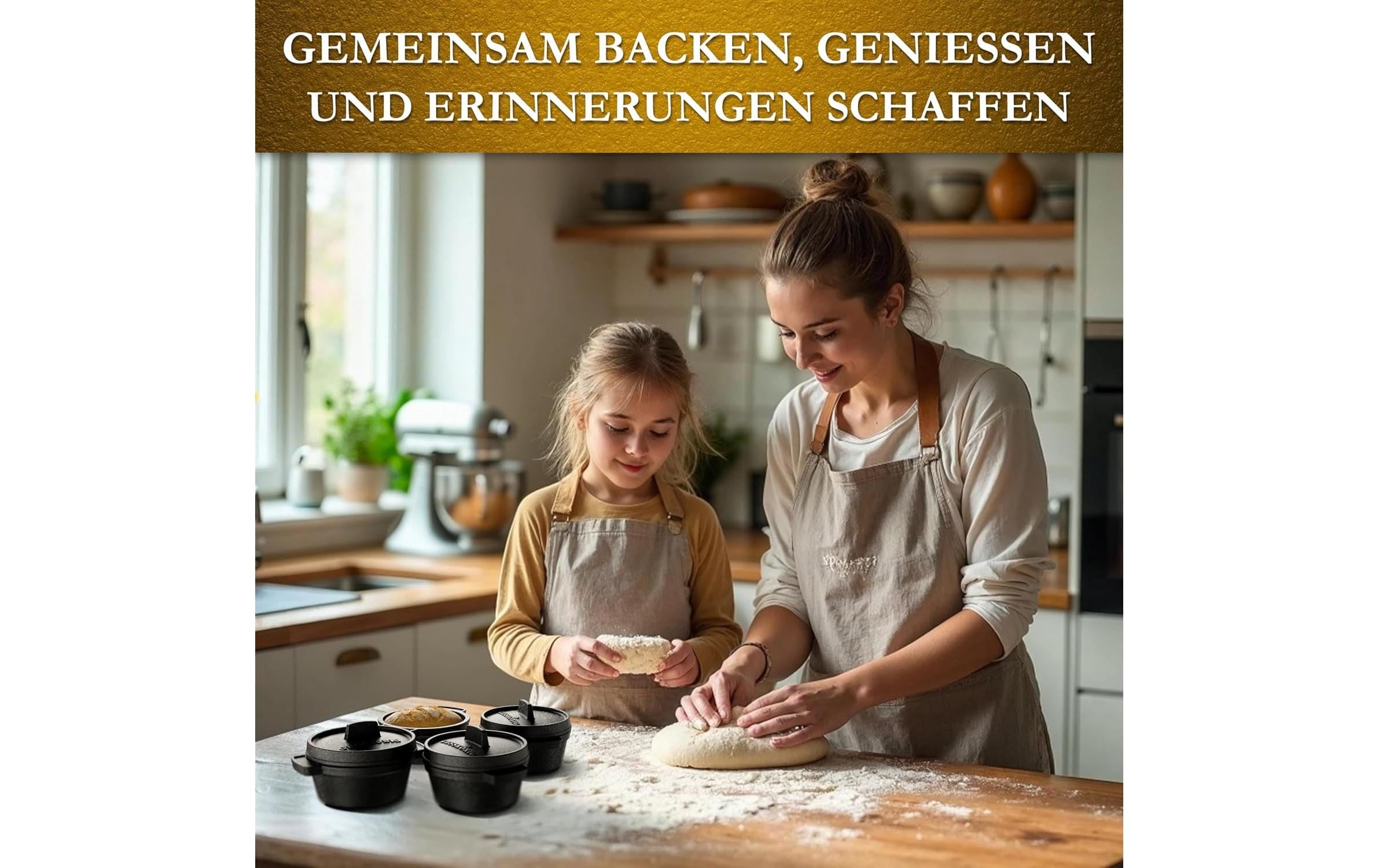   Grilltopf »Gusskoenig Mini Dutch Set 4 Töpfe« Gusseisen 8 Stk. tlg. Set 4 Töpfe mit Holz-Untersetzern und Rezeptbuch
