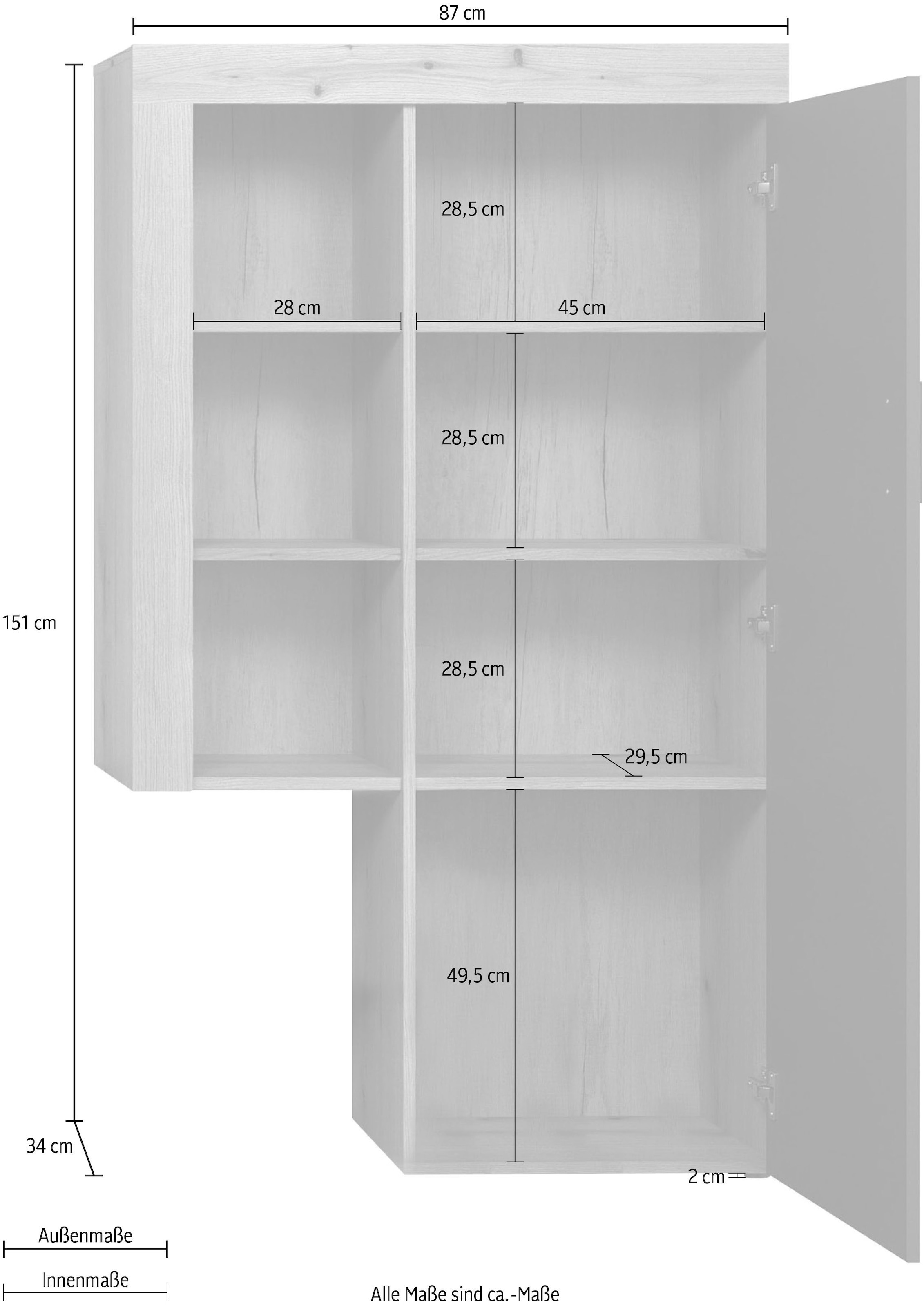 Home affaire Vitrine de rangement »Ghent« Paquet, 1 cuis tlg. avec applications en bois de bout
