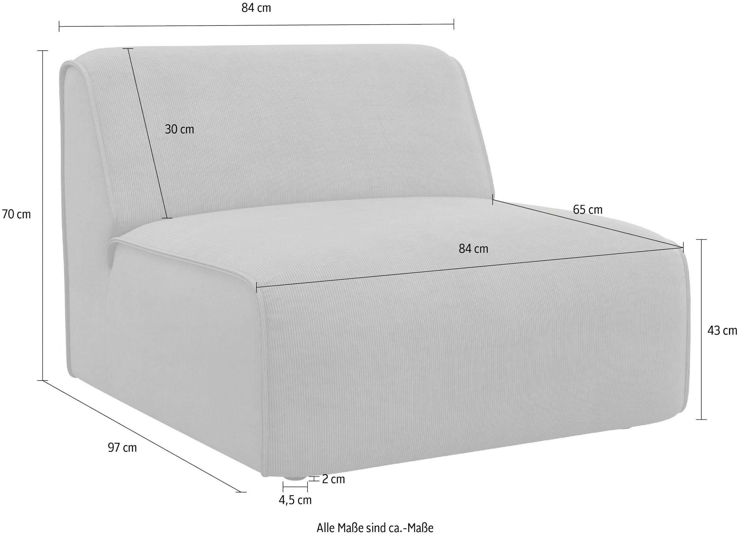 GOODproduct Fauteuil »Merid Sofa-Mittelelement, Masse B/T/H: 84/97/46 cm« als Modul oder separat verwendbar, für individuelle Zusammenstellung