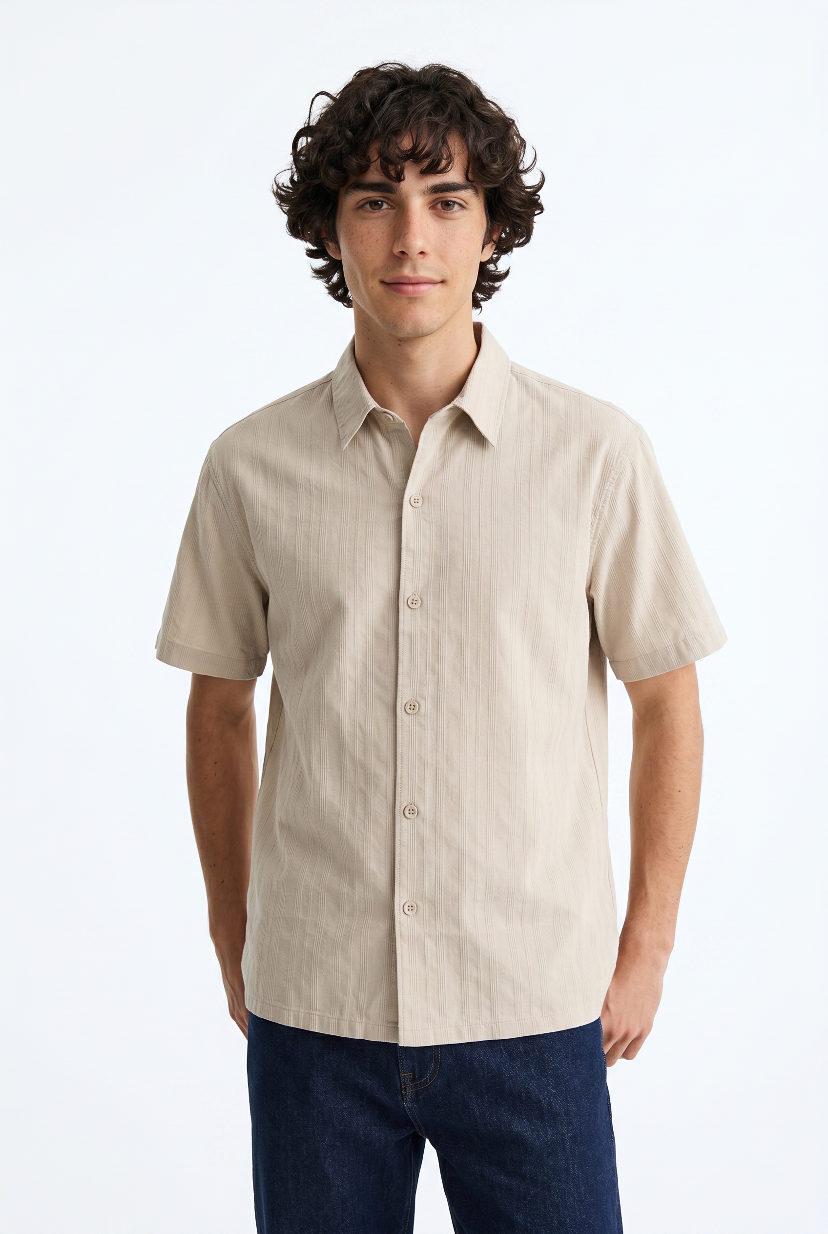 Jack & Jones Chemise à manches courtes »JORRIVIERA TEXTURE SHIRT SS« avec col chemise