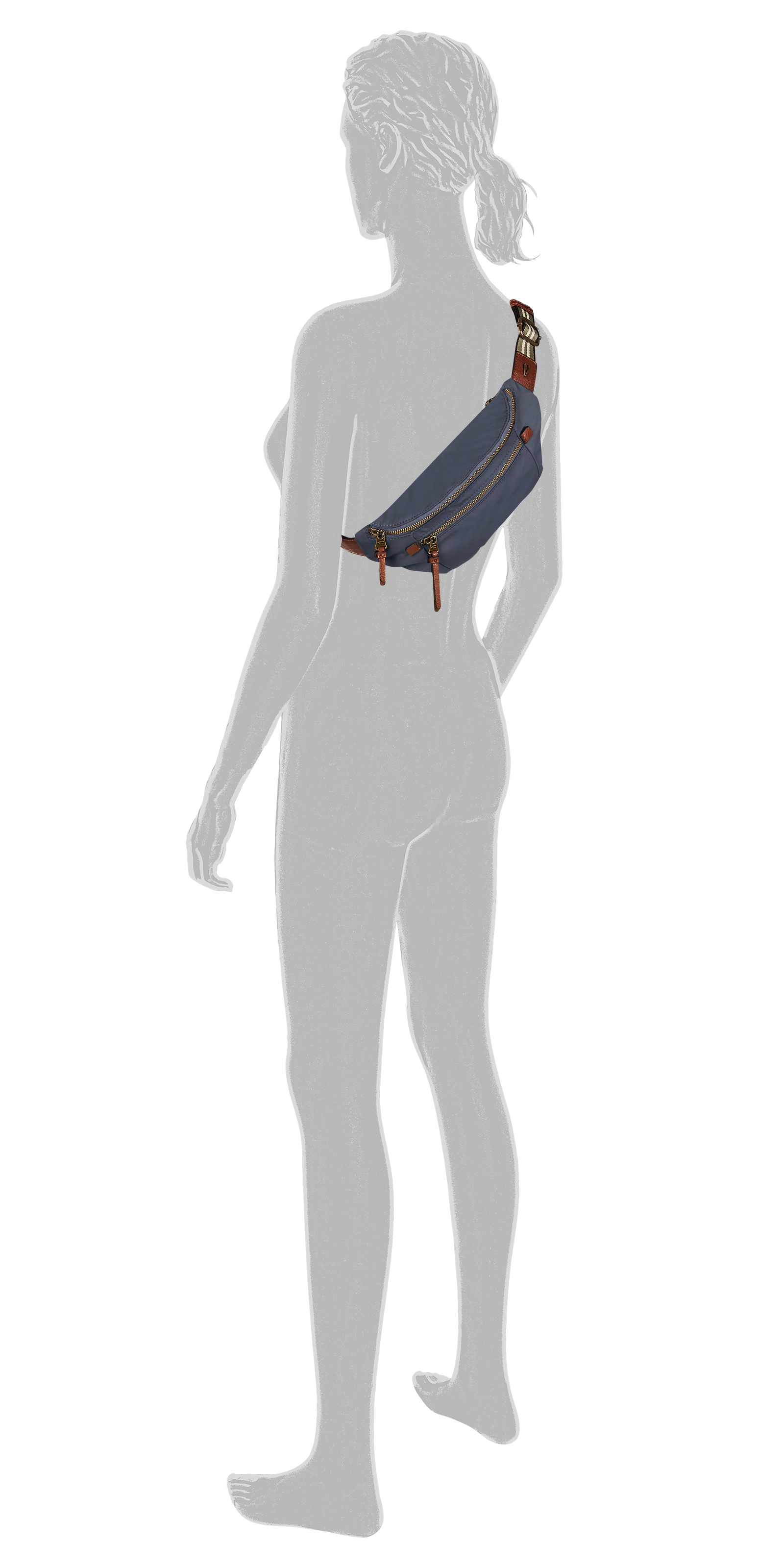 camel active Sac ventral »Bari« aus hochwertigem matten Nylon mit gestreiftem Gewebeband