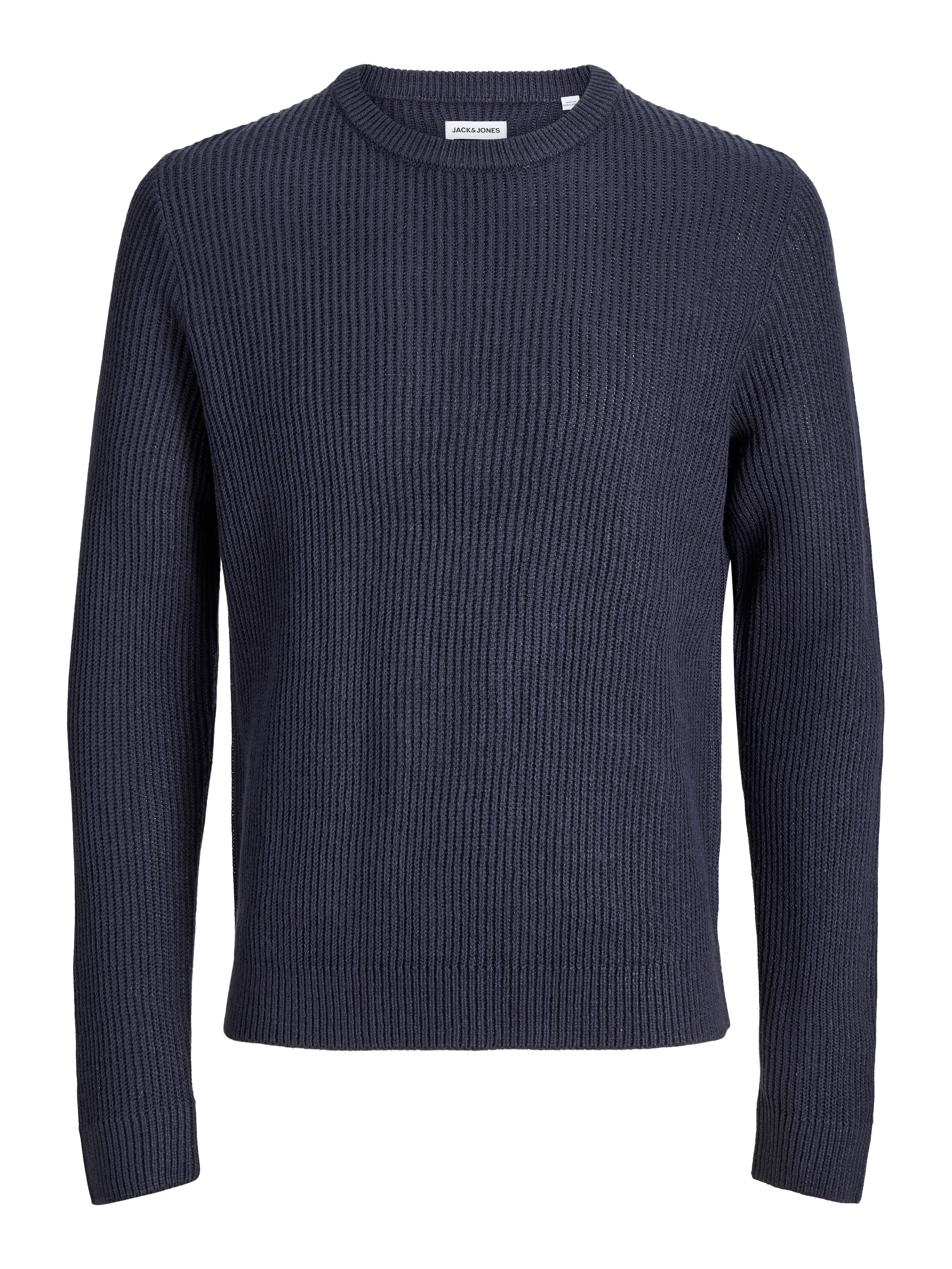 Jack & Jones Pull à col rond »JJPANNEL KNIT CREW NECK AW26« mélange de matériaux, coupe régulière