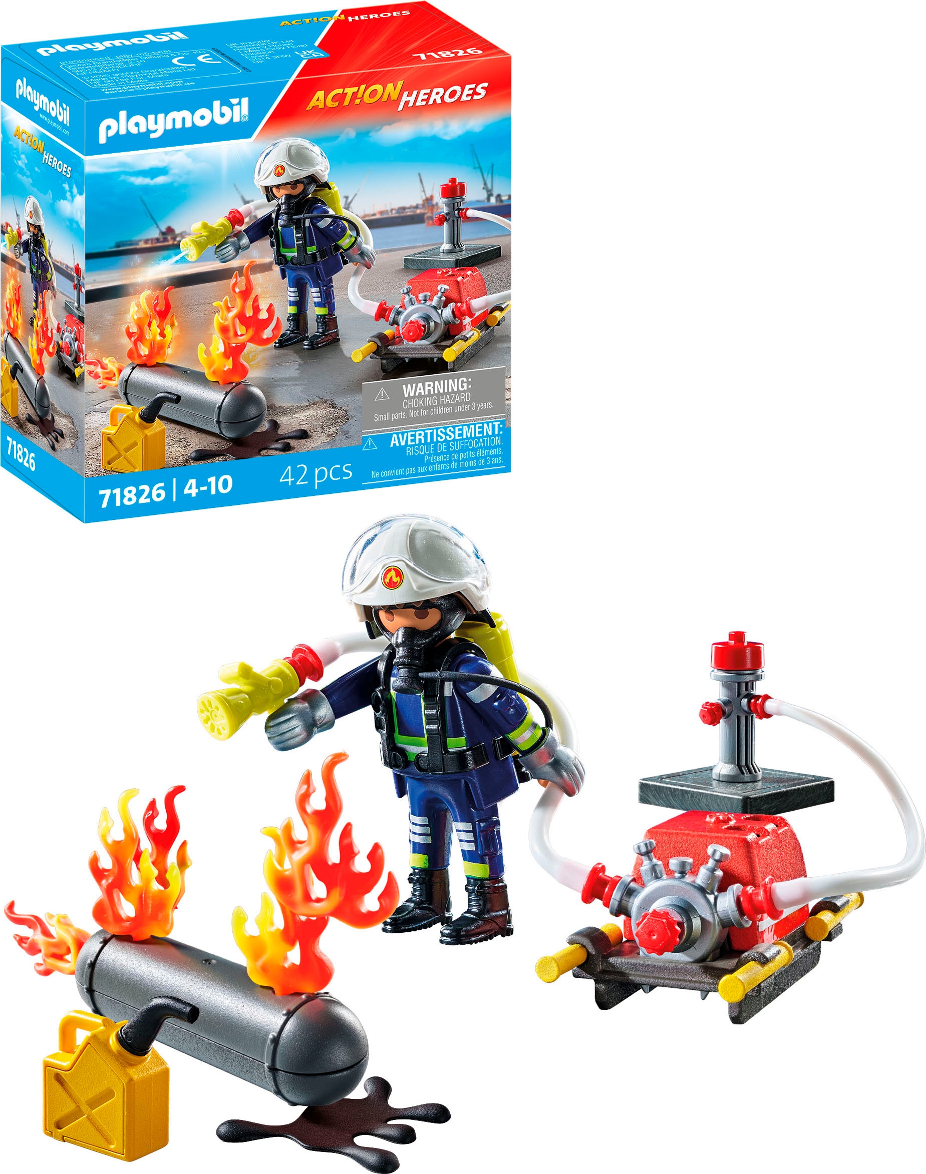 Playmobil® Konstruktions-Spielset »Löschung eines Gastanks (71826), Playmobil Action Heroes« Made in Europe