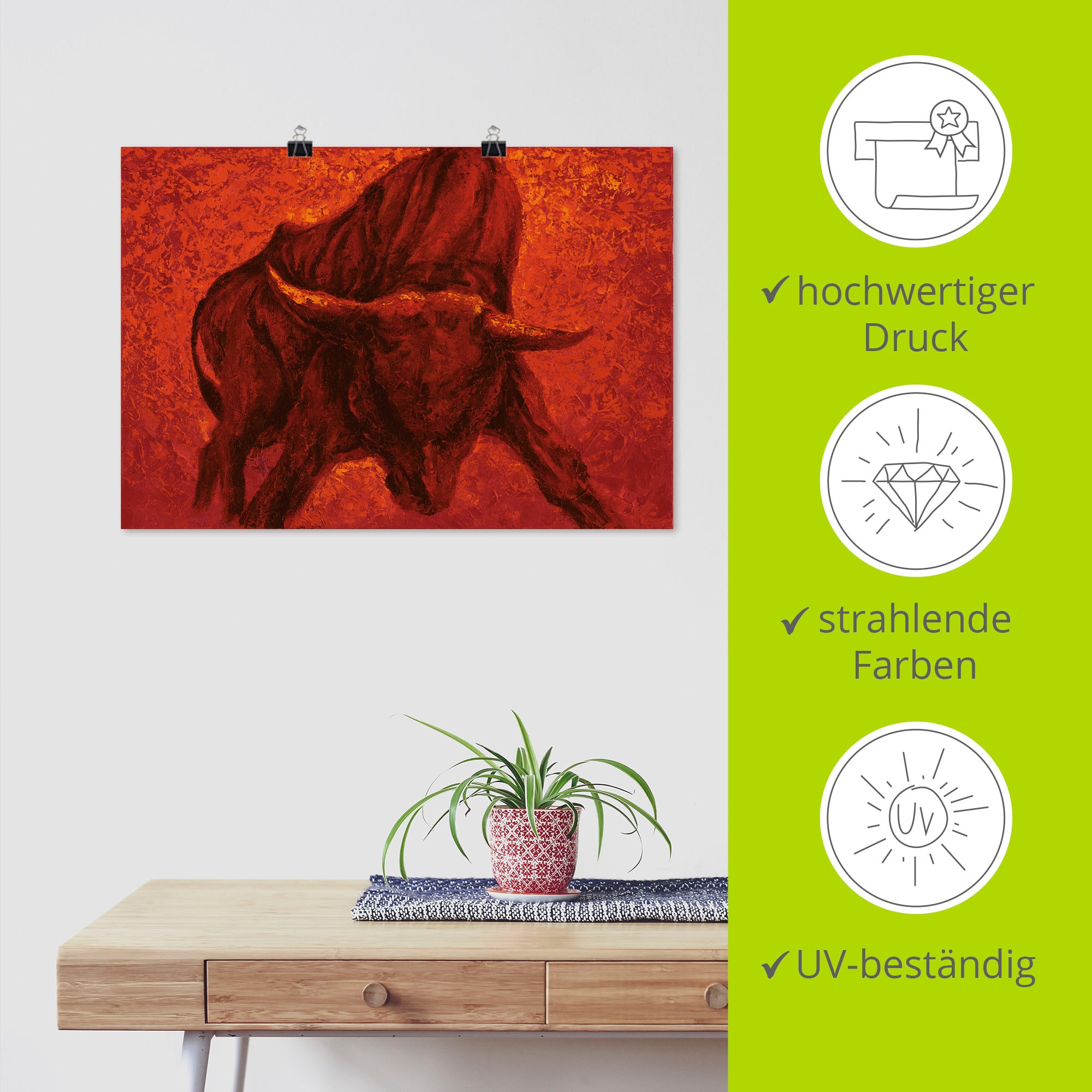 Artland Wandbild »Katalanischer Stier« Wildtiere 1 Stk. tlg. als Leinwandbild, Poster in verschied. Grössen