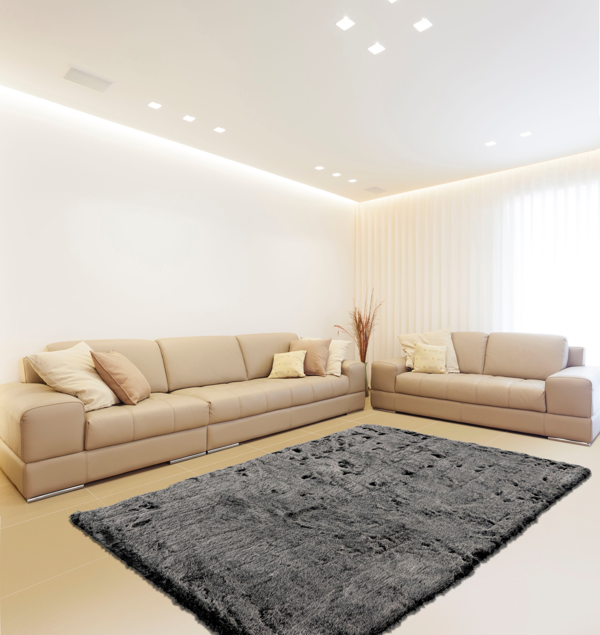 calo-deluxe Hochflor-Teppich »Emica-1000« rechteckig 52 mm Höhe Kunstfell, Wohnzimmer