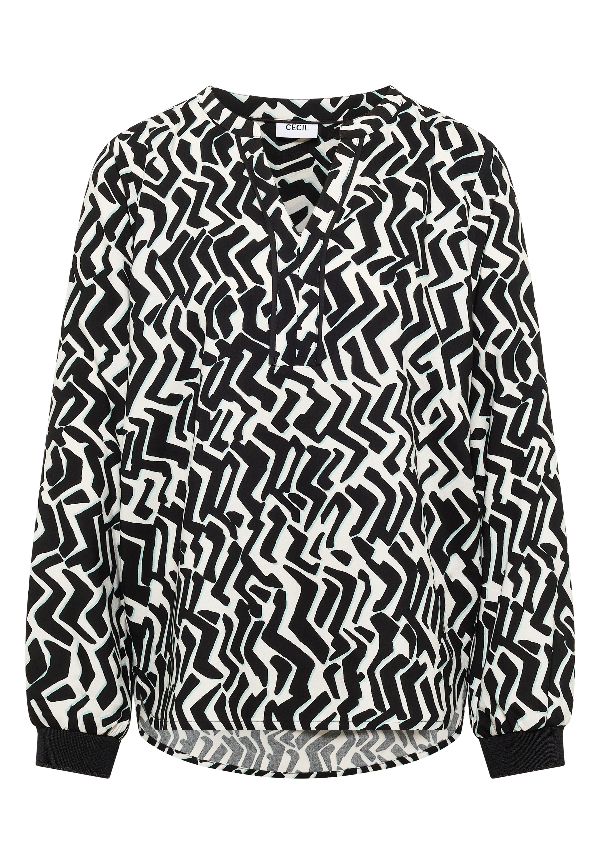 Cecil Blouse à pression Print-Bluse mit Tape und grafischem Muster