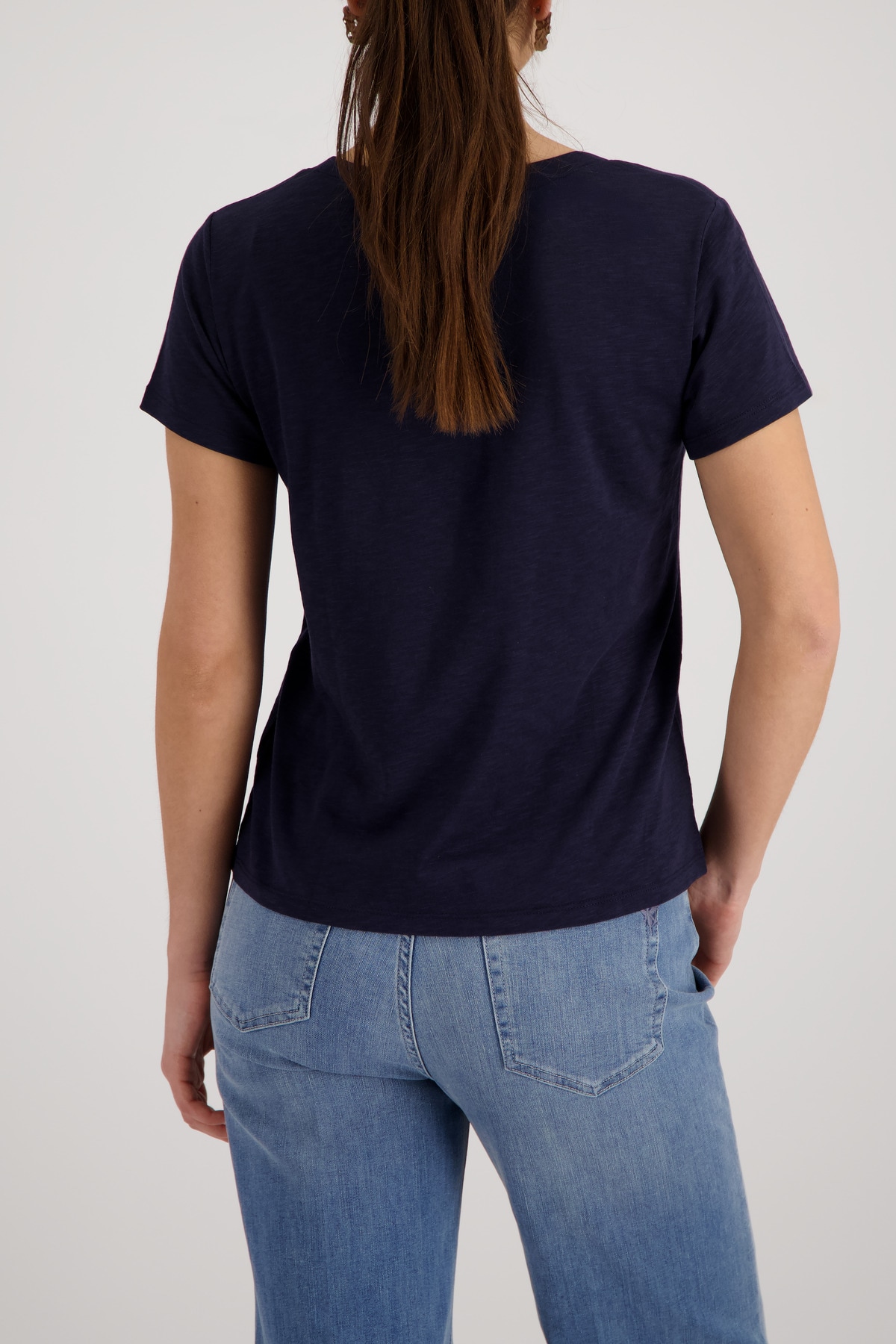 Monari T-Shirt »Shirt Basic Schmuck« Flammgarn-Struktur, Strasssteine, Regular Fit