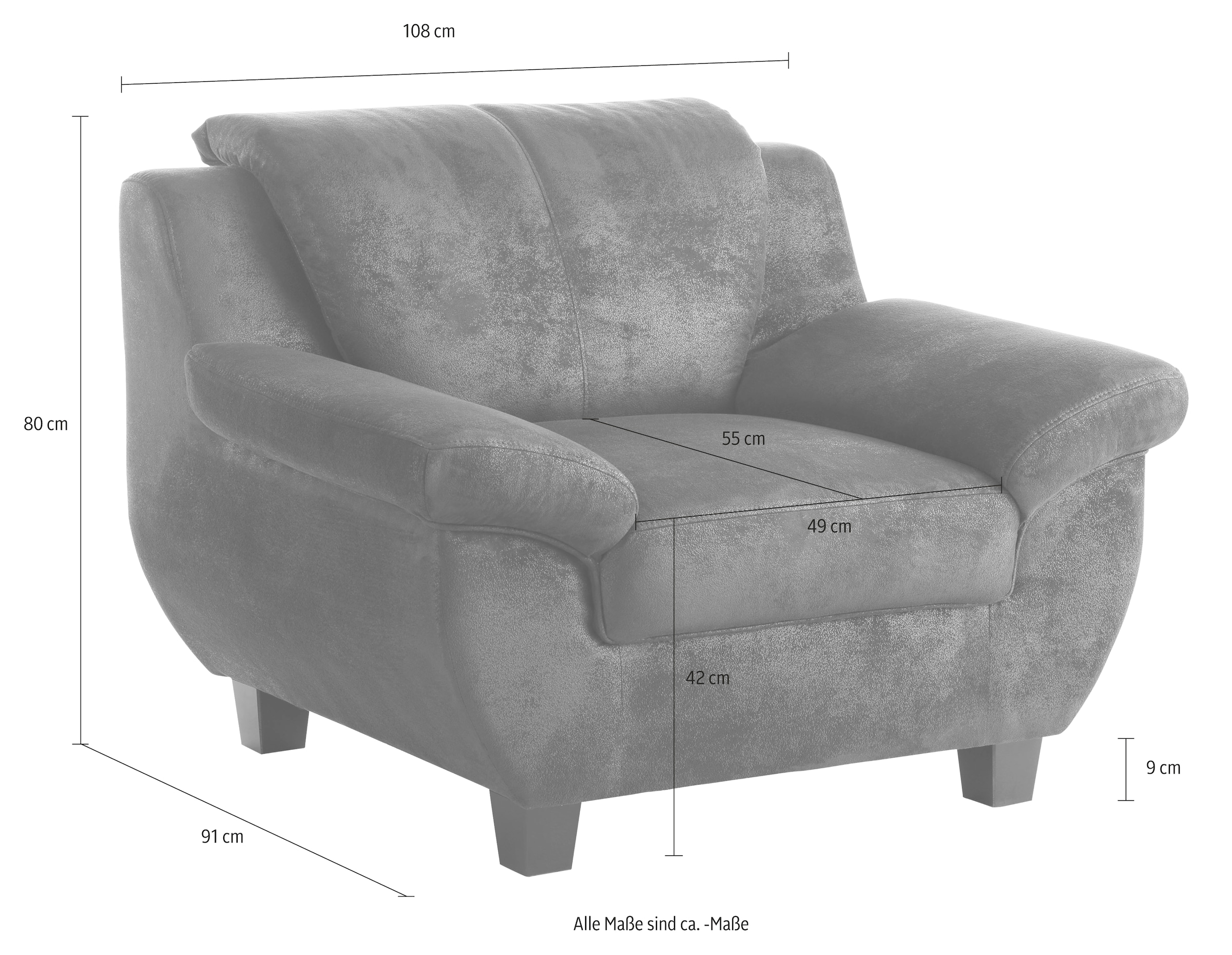 Home affaire Fauteuil »Yesterday belastbar bis 140kg/ Sitz« Microfaser MELROSE®, mocca