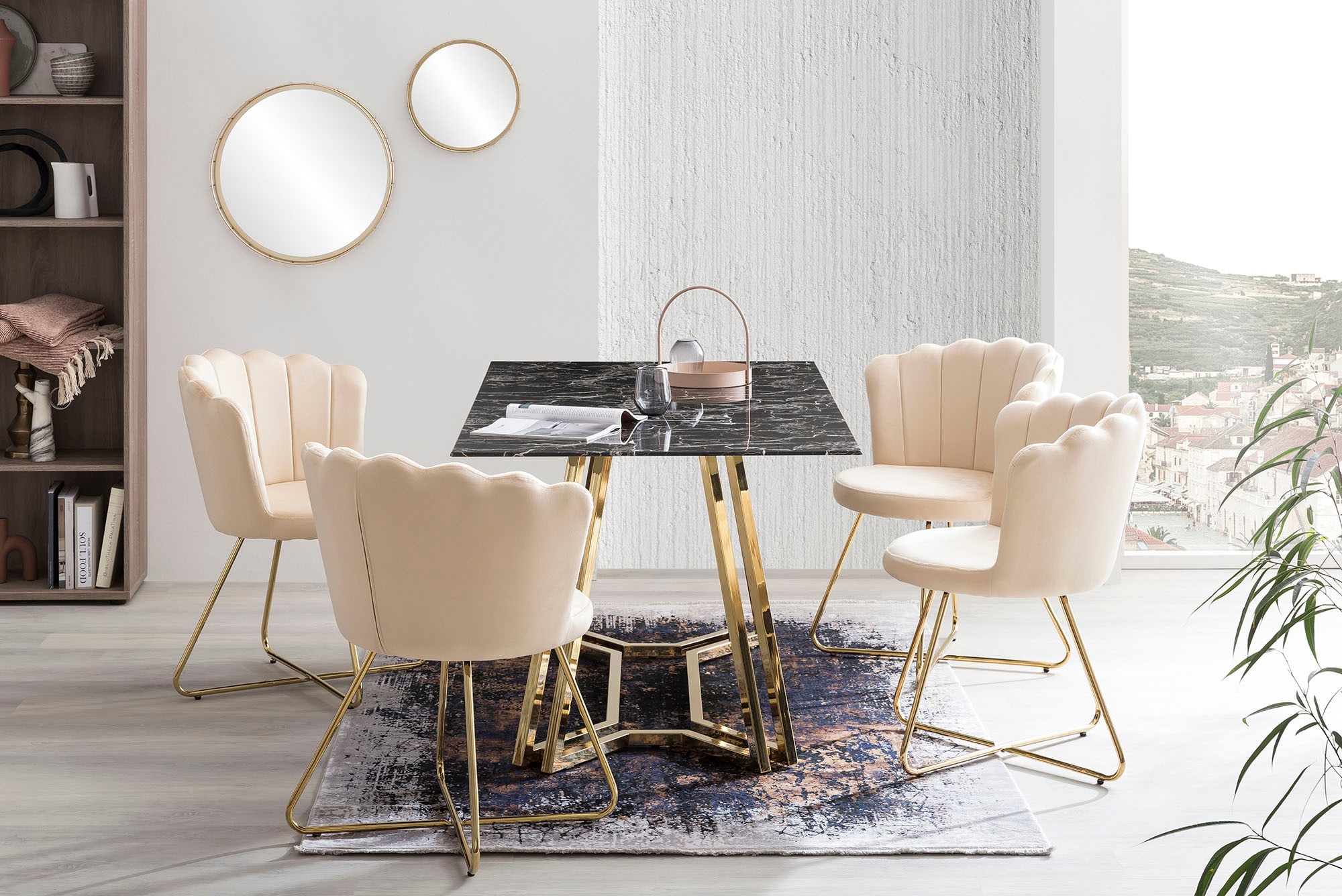 SalesFever Polsterstuhl »Komfortabler Stuhl im eleganten Design« (Set) 2 Stk.Muschel-Design