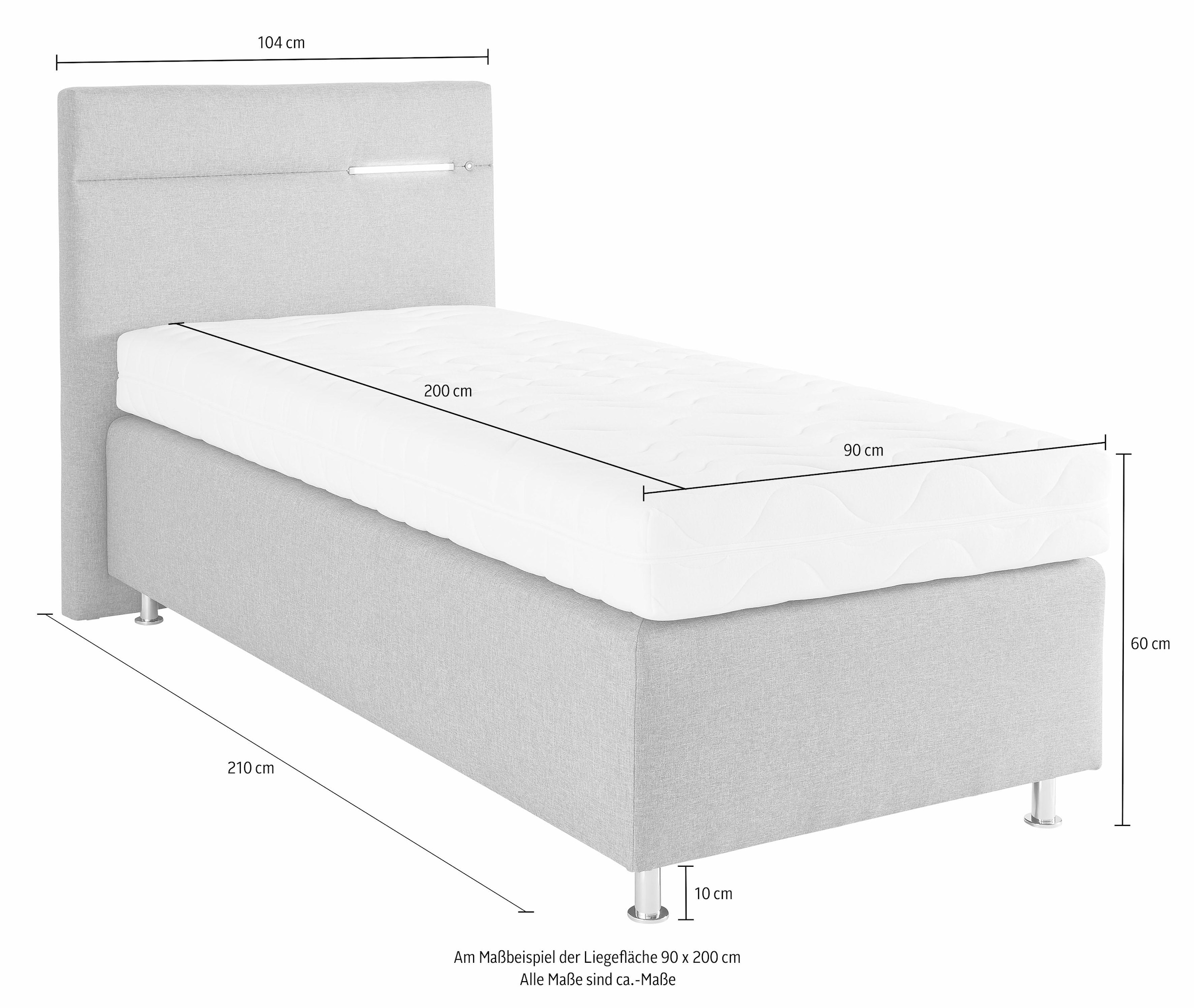 Westfalia Schlafkomfort Lit boxspring wahlweise mit LED-Beleuchtung