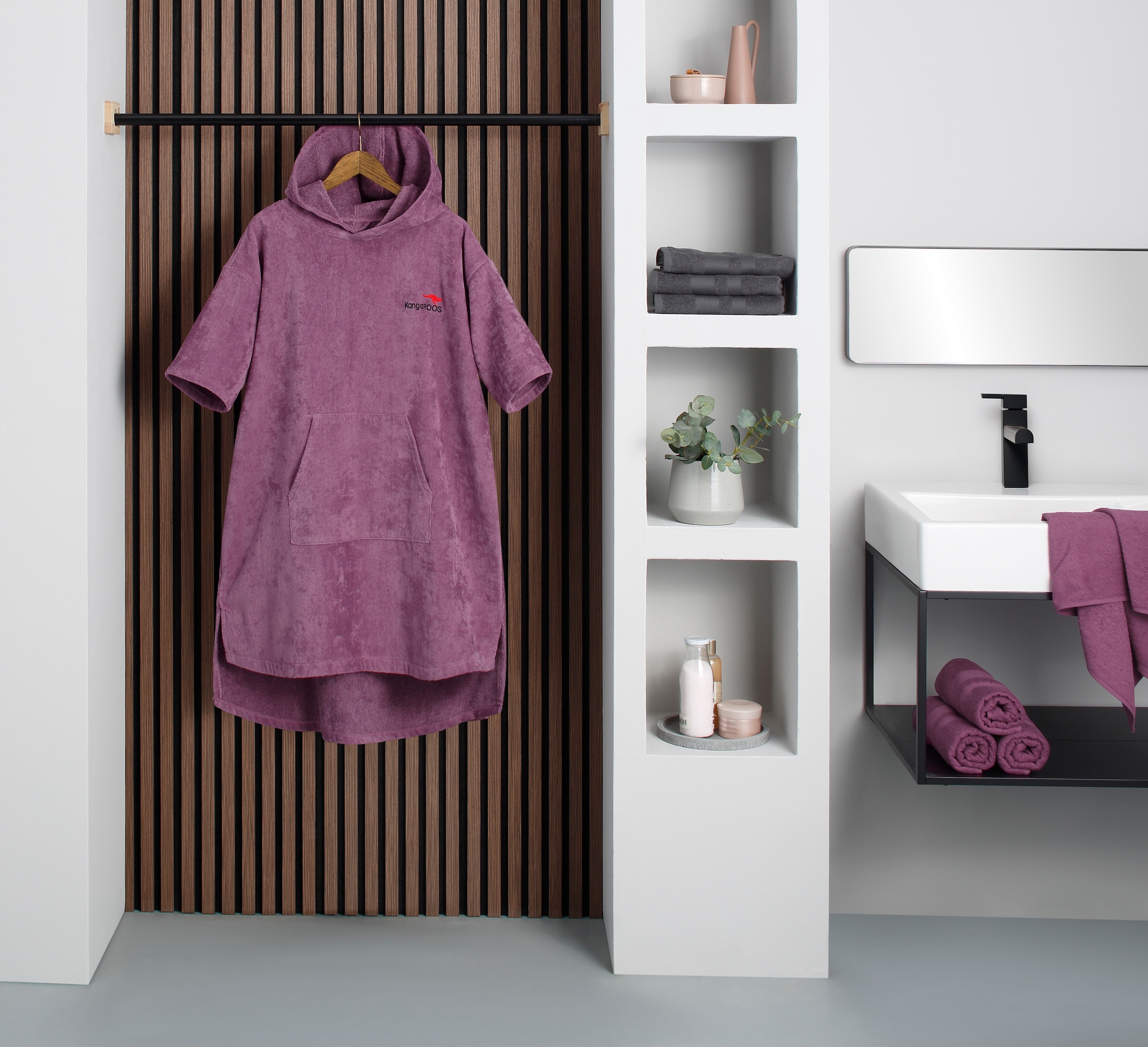 KangaROOS Poncho de bain »Summer, ideal für Sauna, Spa & im Urlaub, Damen & Herren« 1 cuis Surfponcho, mit Bauchtasche, 100% Baumwolle, Frottee