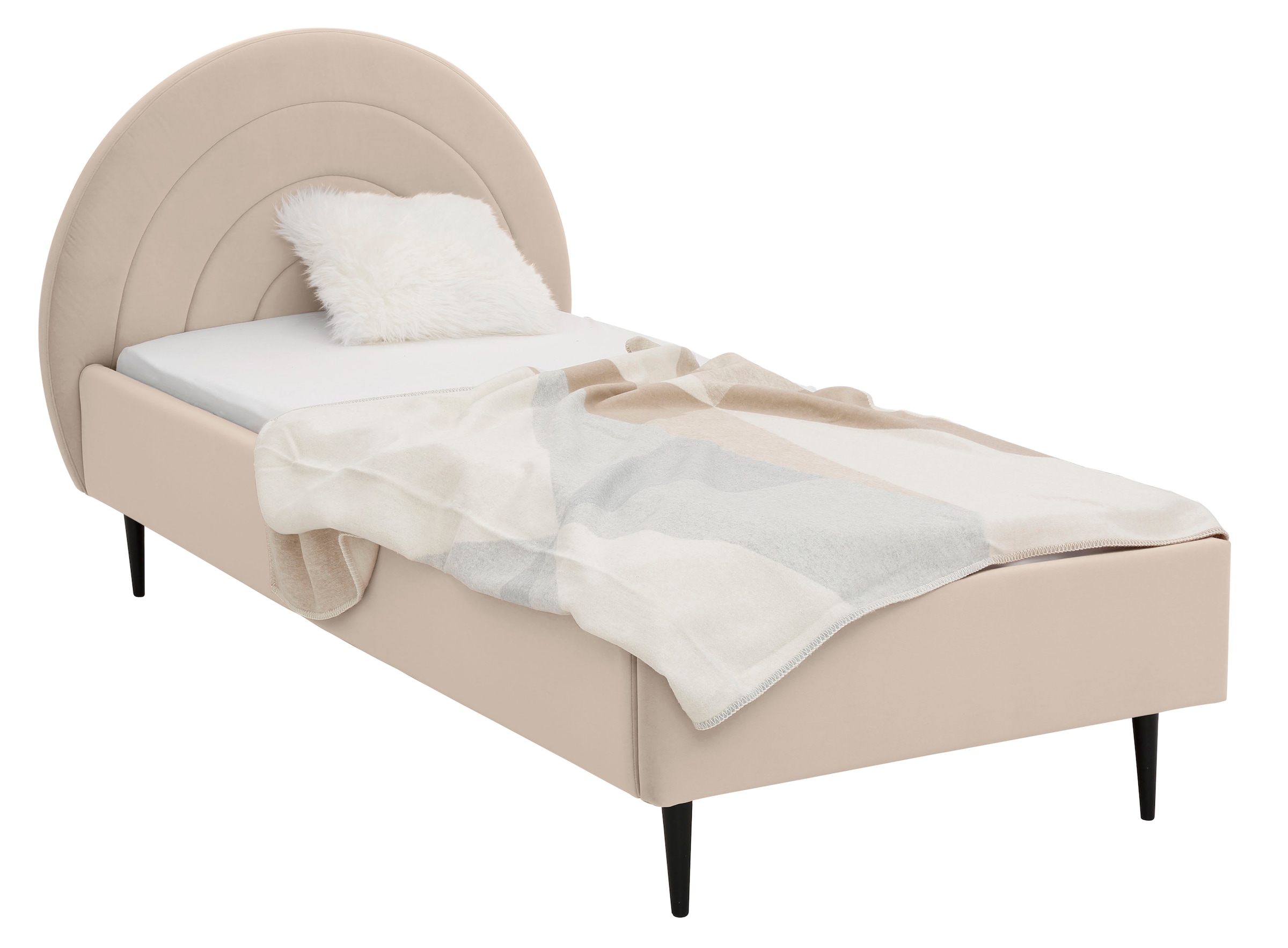 Lüttenhütt Polsterbett »Femmy« angenehm gepolstertes Kopfteil mit dekorativem Regebogenmotiv