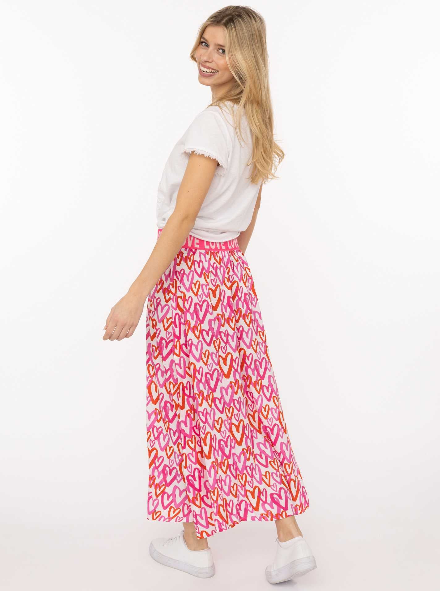 Zwillingsherz Maxi jupe »"Love Hearts"« Herzmuster, Gummizug mit Schriftzug, leichtes Material, knöchellang