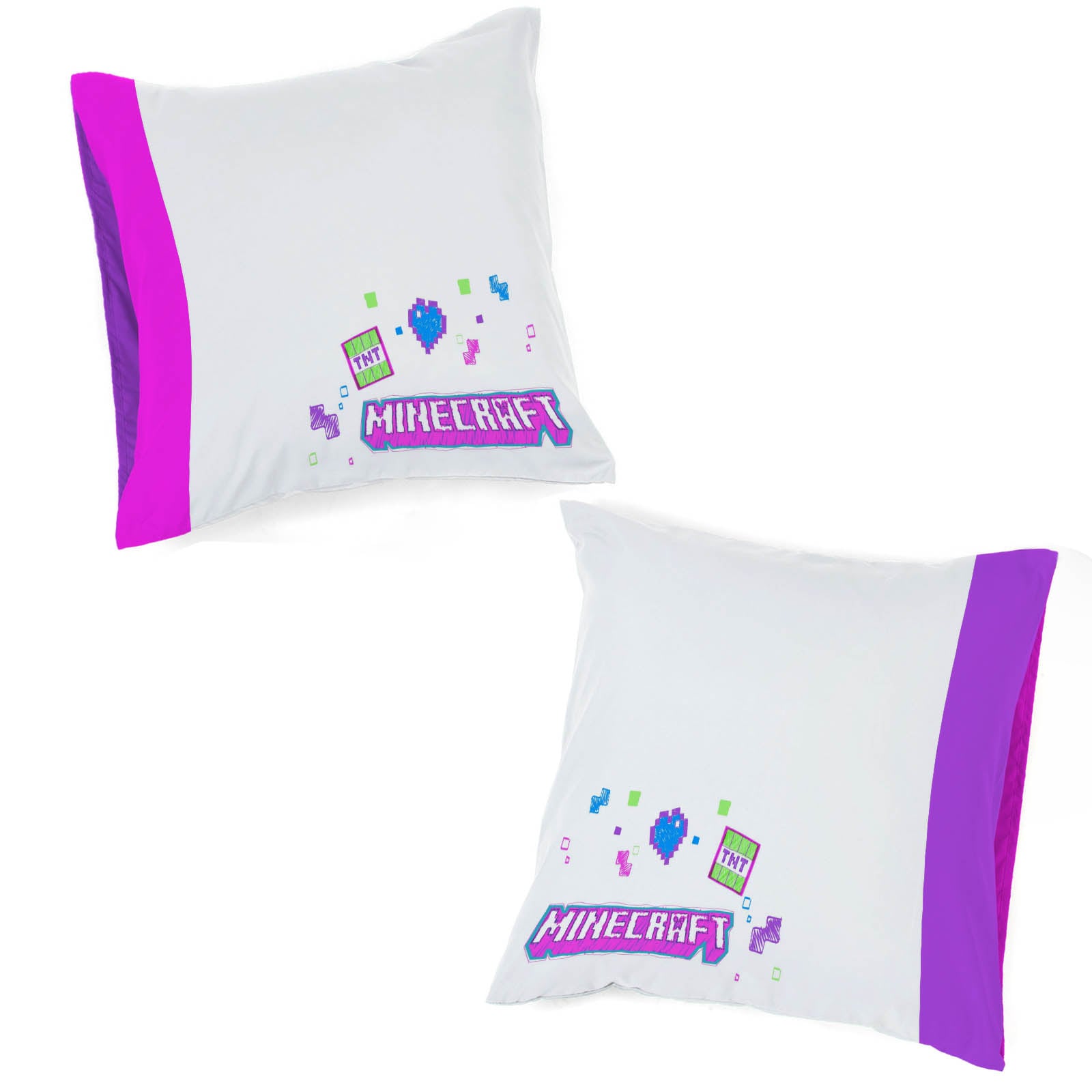 Minecraft Linge de lit pour enfants »Minecraft Cyber Neon« 2 100% coton