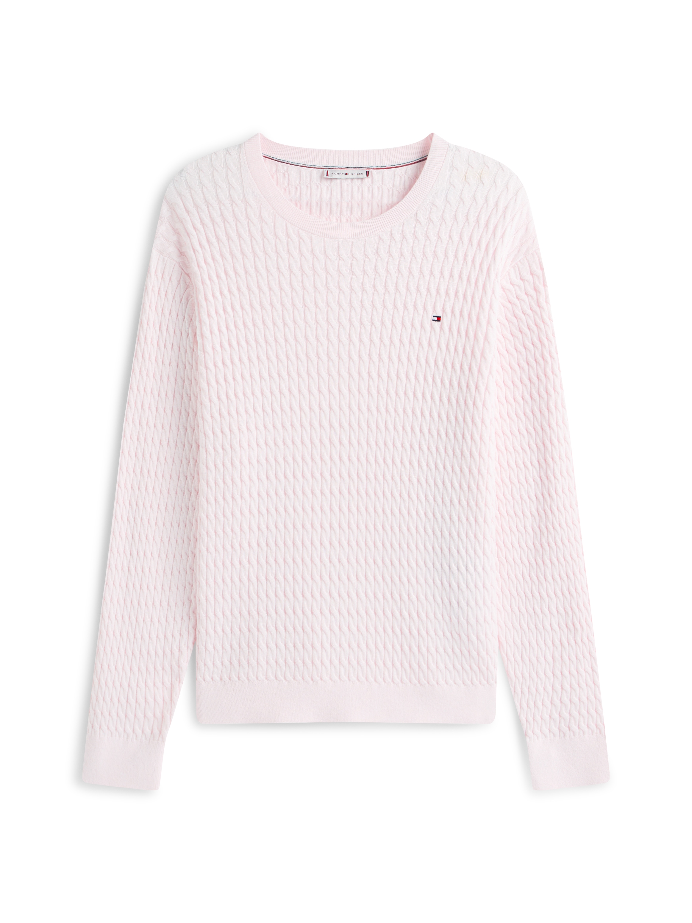 Tommy Hilfiger Curve Rundhalspullover »CRV CO CABLE FINE GG CNK SWEATER« in grossen Grössen, mit Zopfmuster