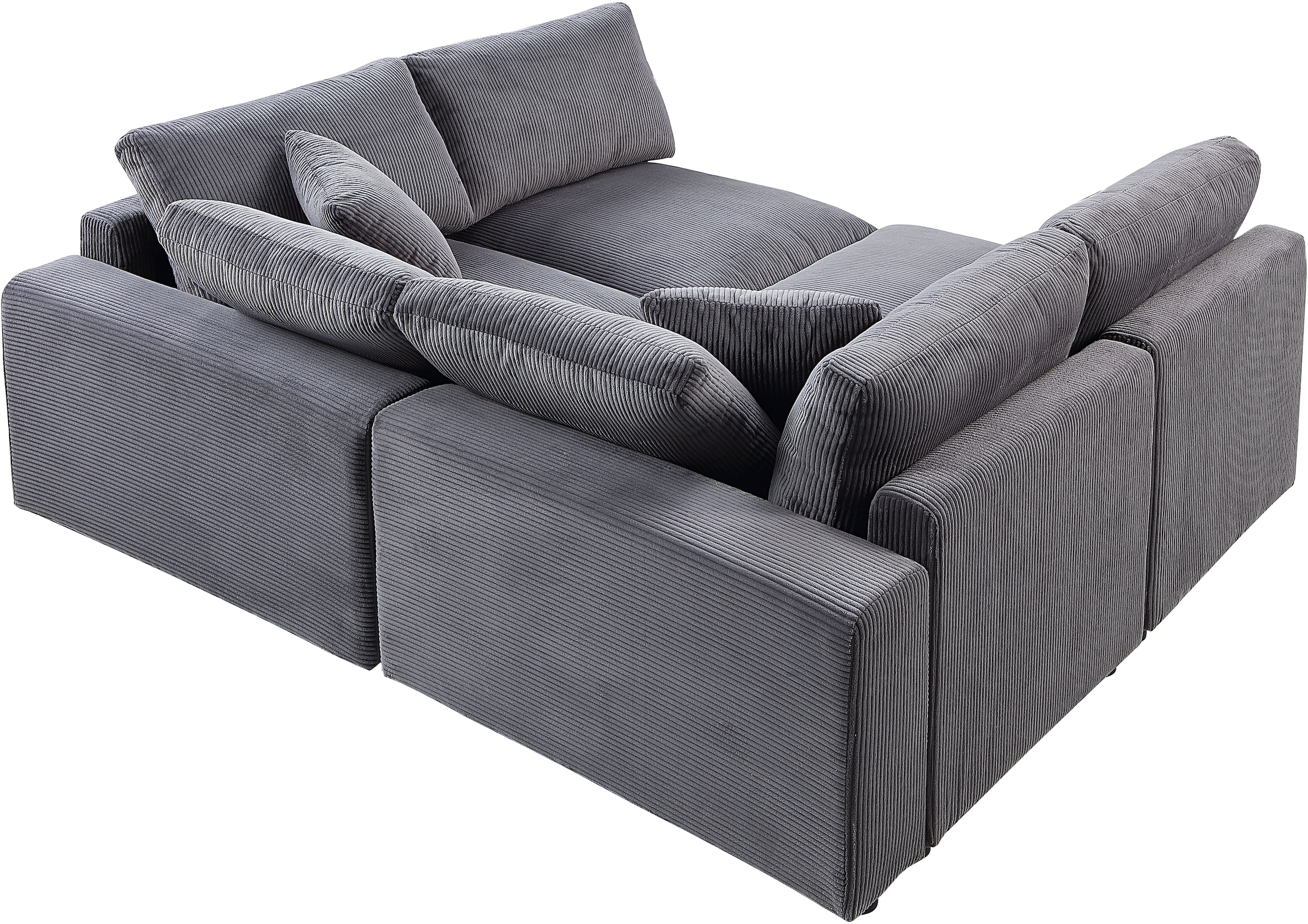 RAUM.ID 4 places »Bennid, XXL-Modulsofa mit vielen individuellen Stellmöglichkeiten« inklusive 2 grossen & 2 kleinen Zierkissen im flauschigen Cord