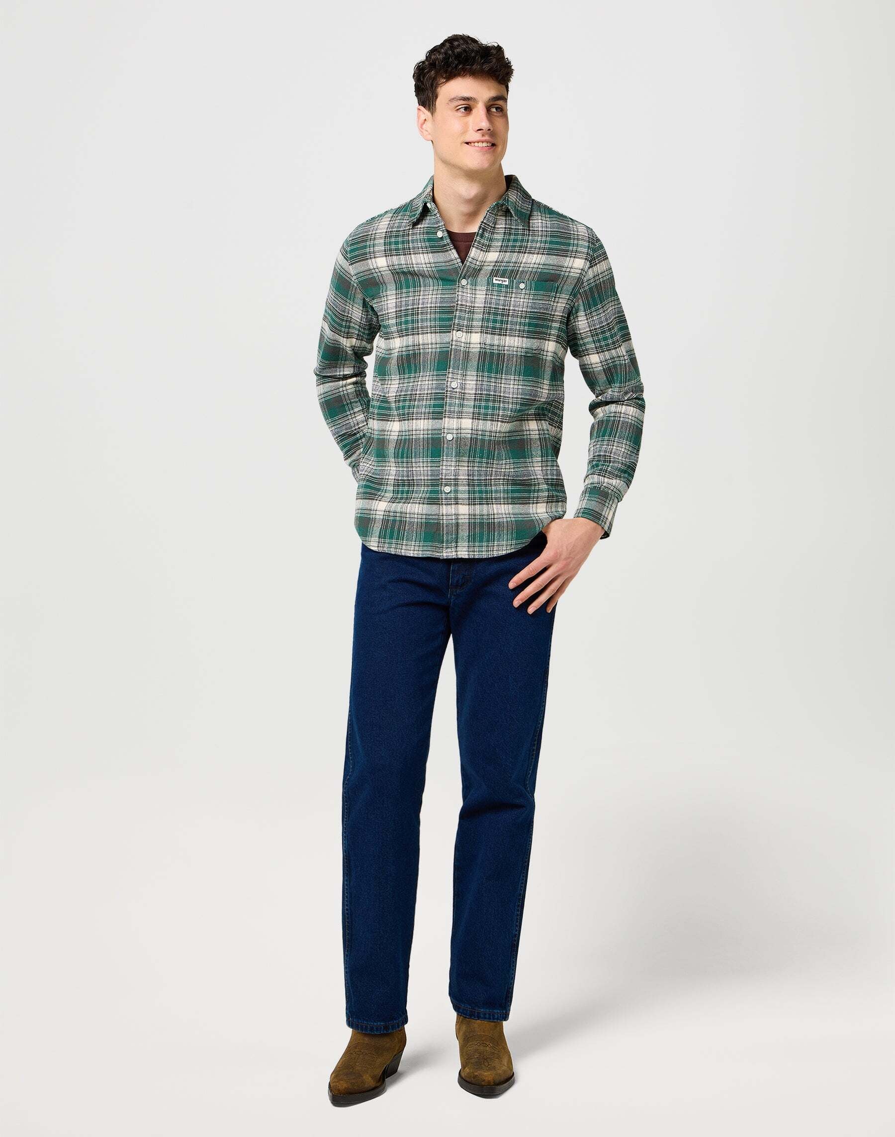 Wrangler Chemise à manches longues »WRANGLER Langarmhemd Brushed 1 Pkt Shirt«