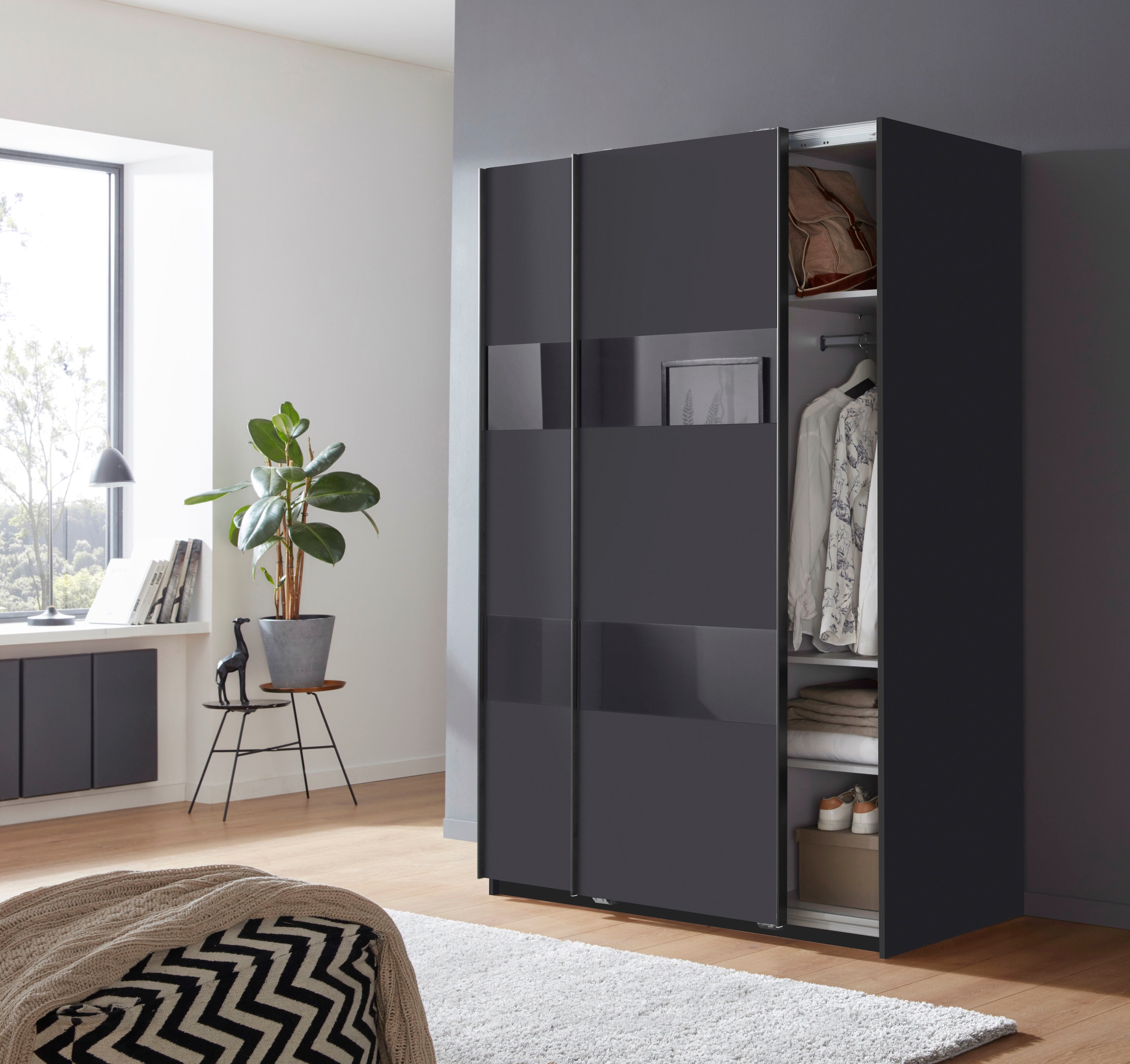 Wimex Schwebetürenschrank »Altona« mit Glaselementen und zusätzlichen Einlegeböden