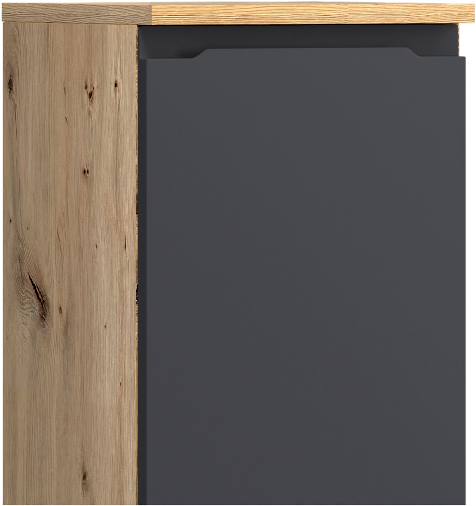 welltime Midischrank »CABO, gedämpfte Scharniere« matt grau, griffloses Design, reversibel