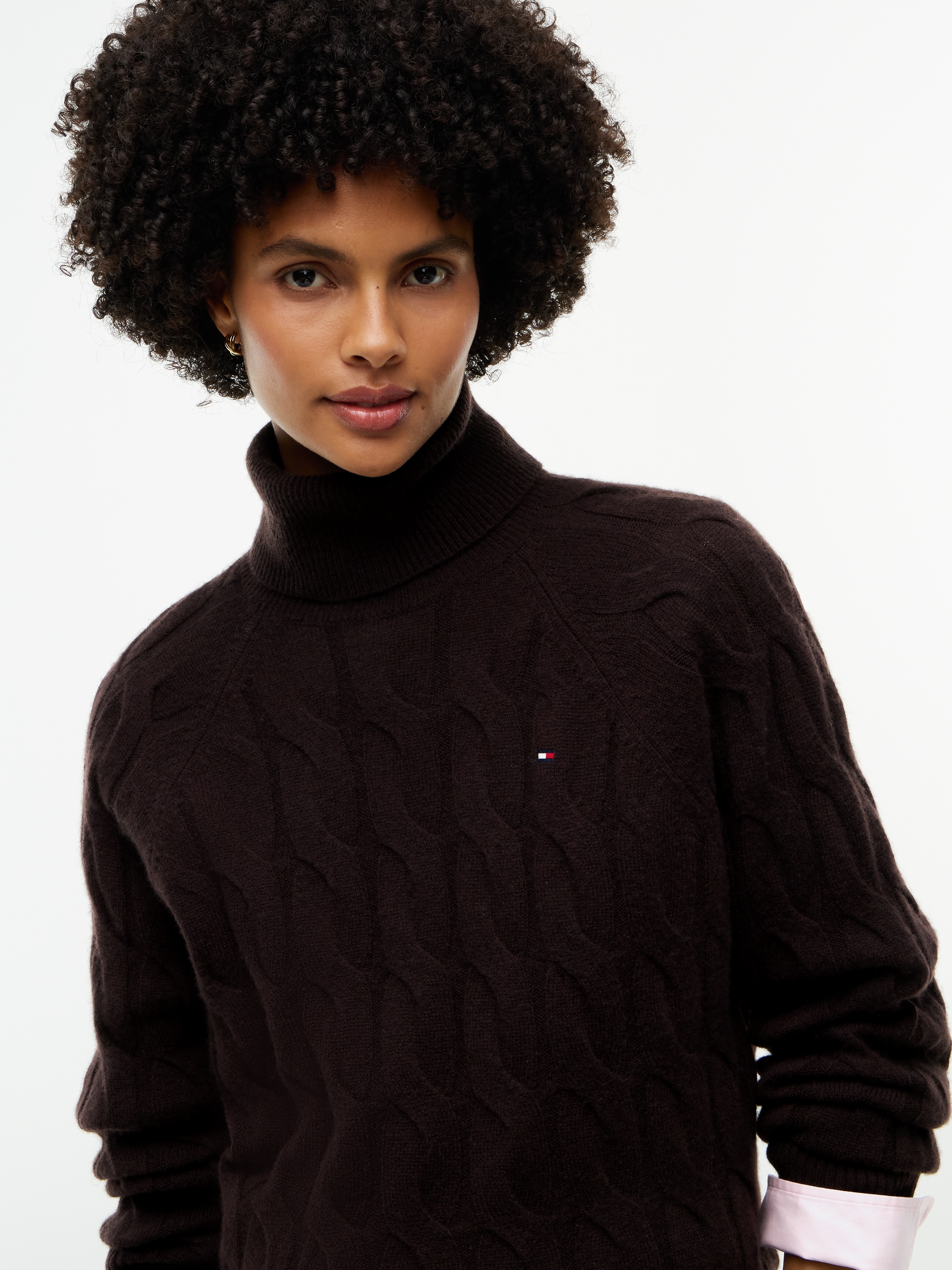 Tommy Hilfiger Pull à col roulé »SOFT WOOL CABLE ROLL-NK LS SWT« laine, avec motif torsadé