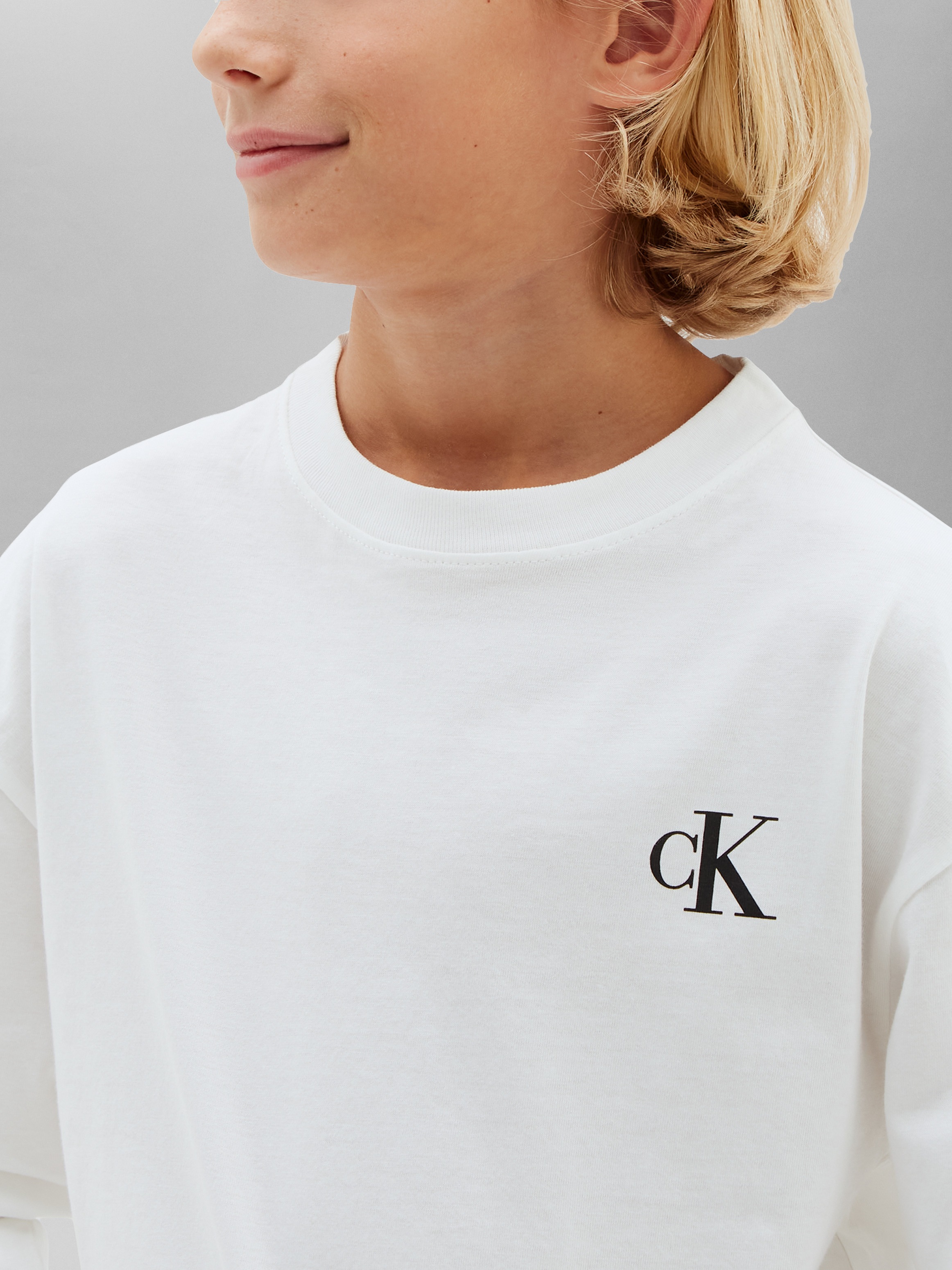 Calvin Klein Jeans Langarmshirt »CHEST MONO LS T-SHIRT 2-PACK« Reine Baumwolle, Regular Fit, Logodruck