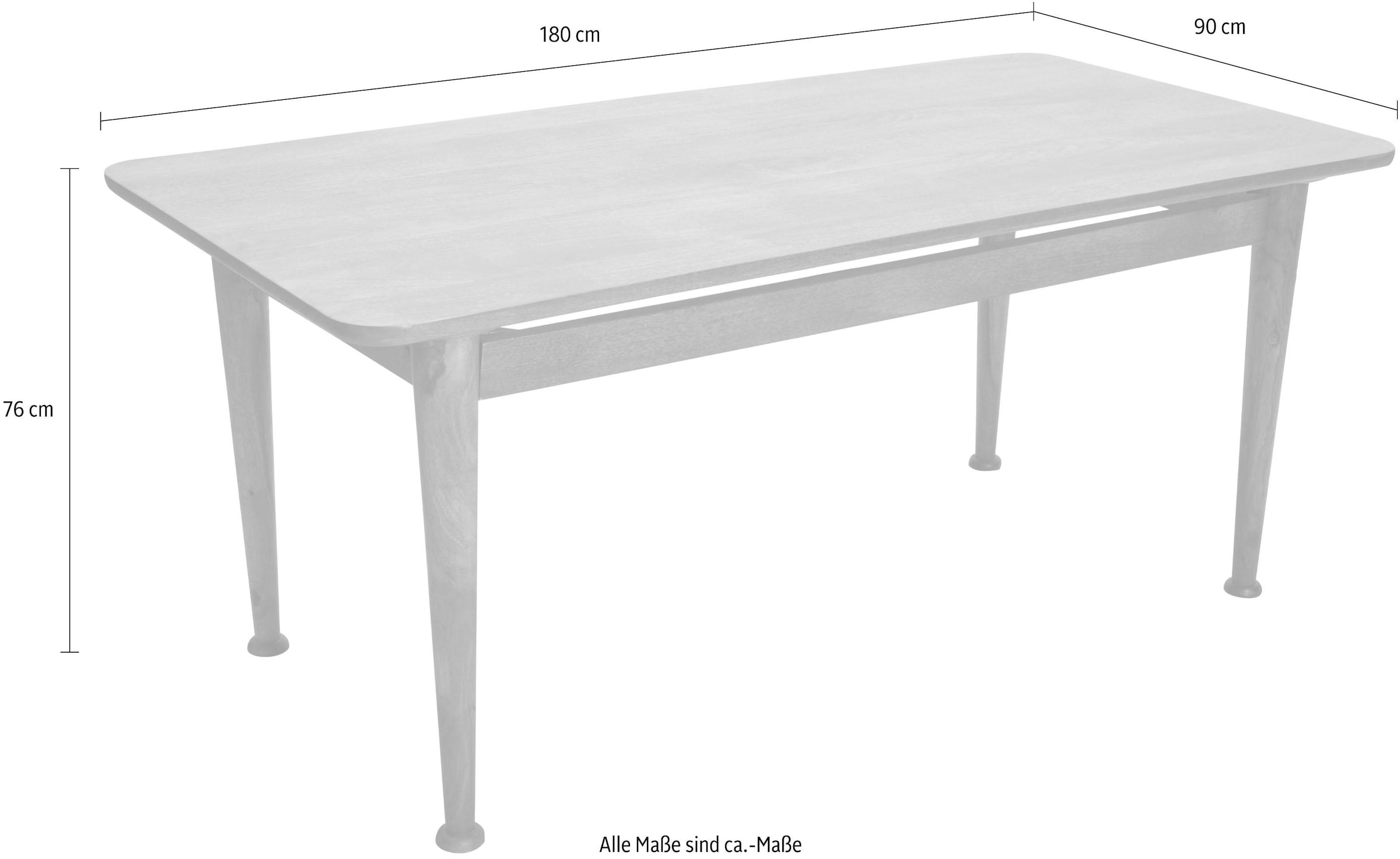 SIT Esstisch »Vaduz 180 x 90 cmaus Mangoholz Massivholz« Markante Holzbeine mit dekorativen Absätzen in Tellerform
