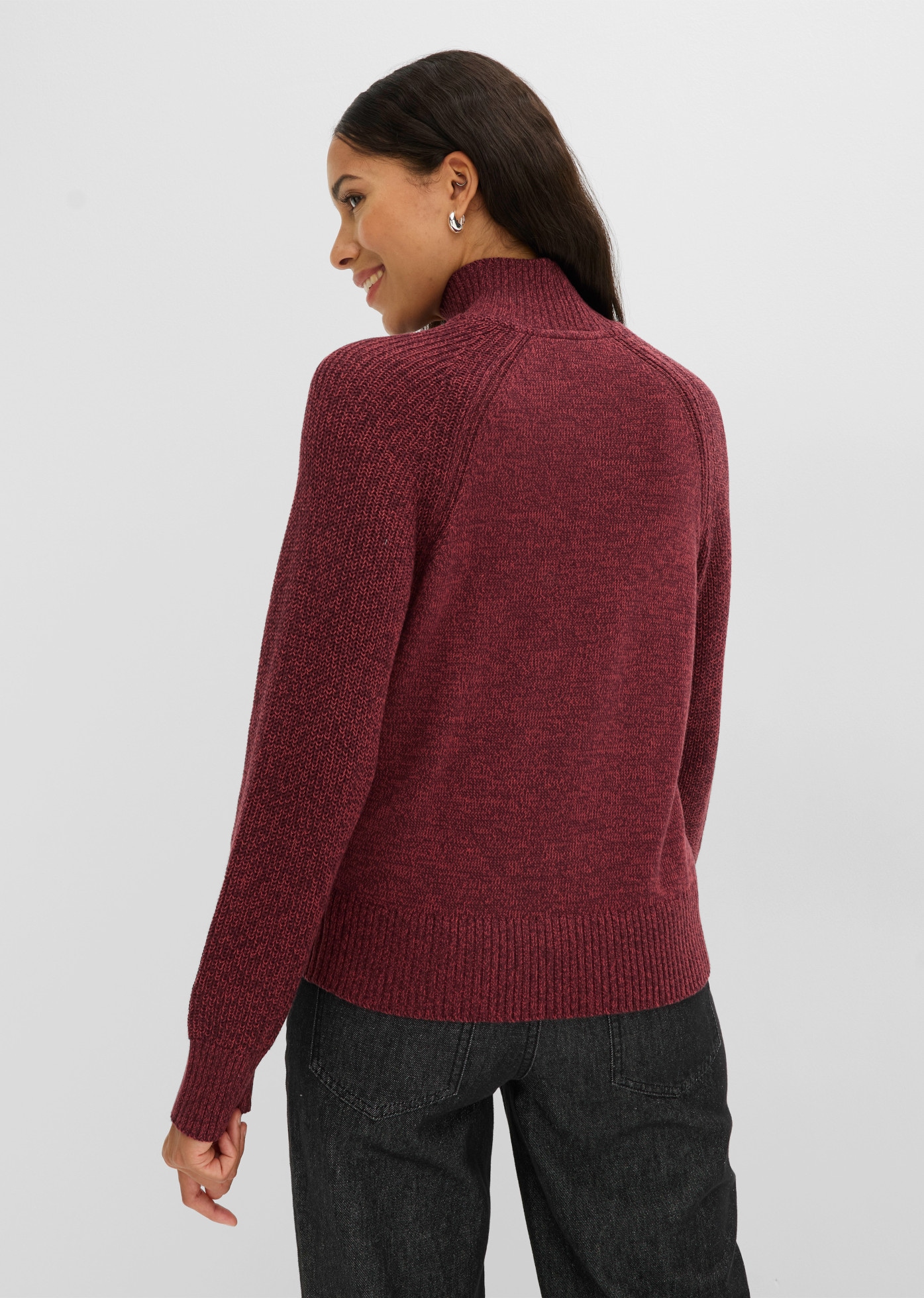 bonprix Pull en tricot maille grossière ample, coupe ample, avec col montant
