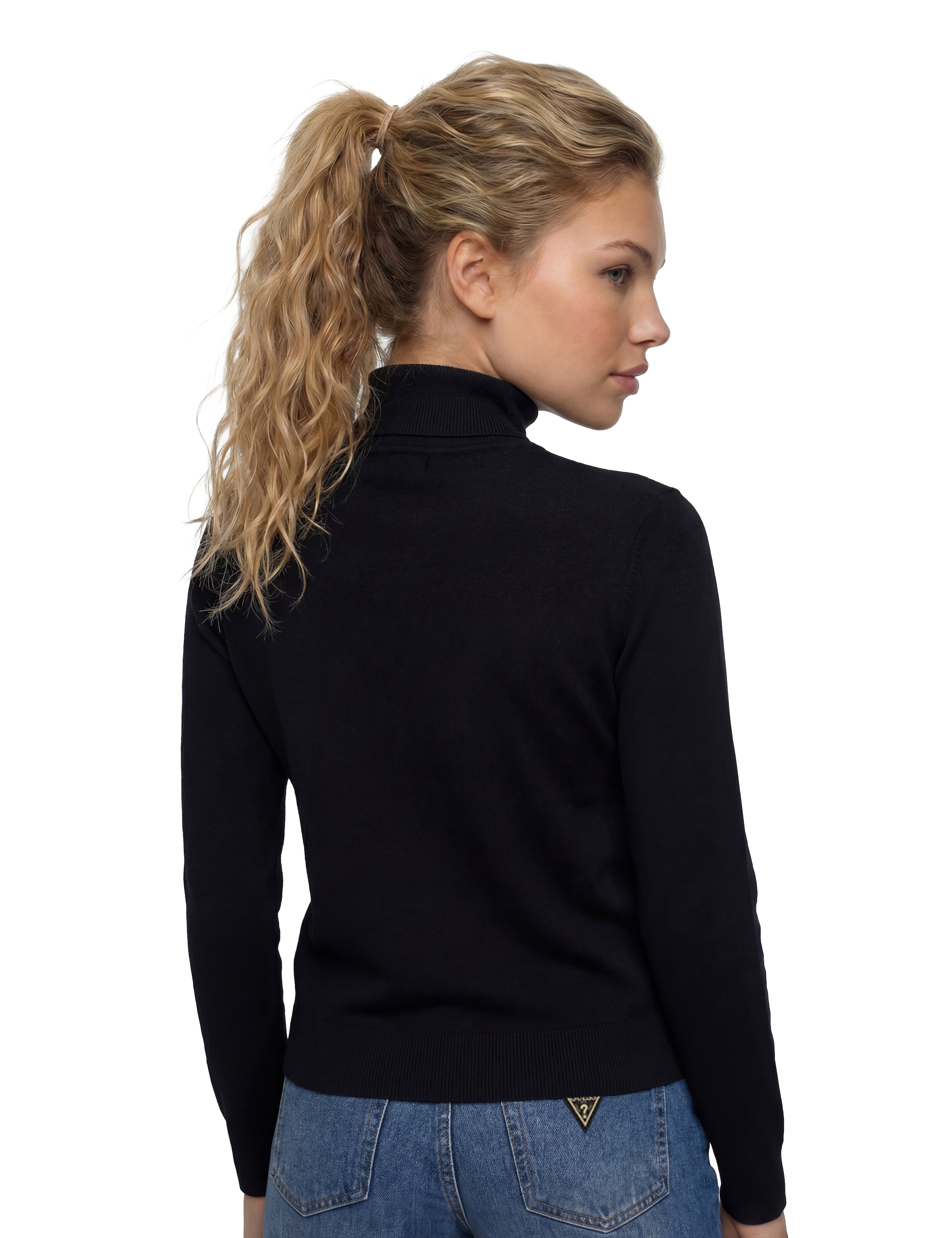 Guess Pull à col roulé »LS TN HALLIE TRIANGLE LOGO SWT« aus Viskosemix, Dreiecks-Logo